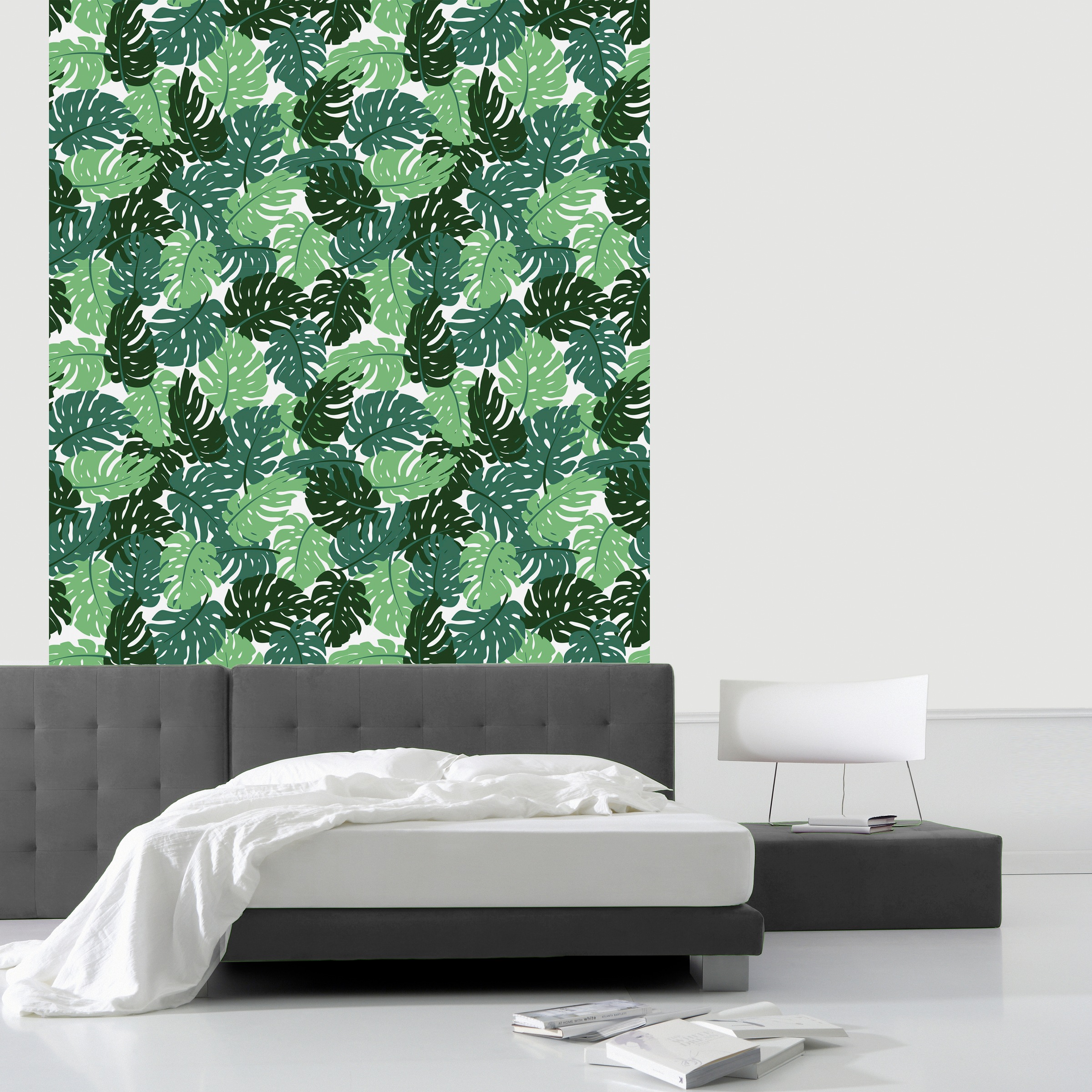 queence Vinyltapete »Monstera«, bedruckt-Motiv-botanisch-floral-gemustert-natürlich, 90x250cm, selbstklebend, kinderleichte Anbringung, Sticker