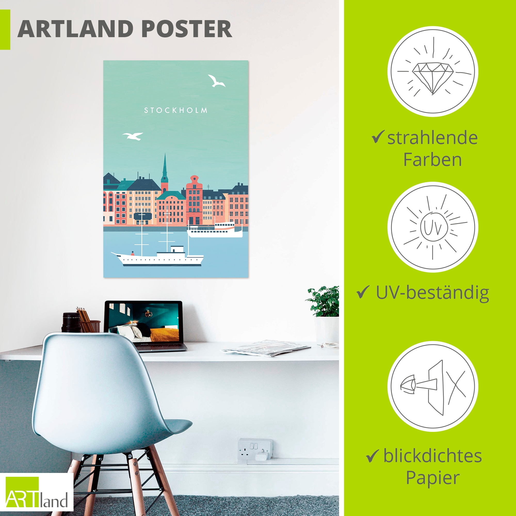 Artland Wandbild »Stockholm« 1 Stk. tlg. als Alubild, Leinwandbild, Poster, Wandaufkleber in verschied. Größen
