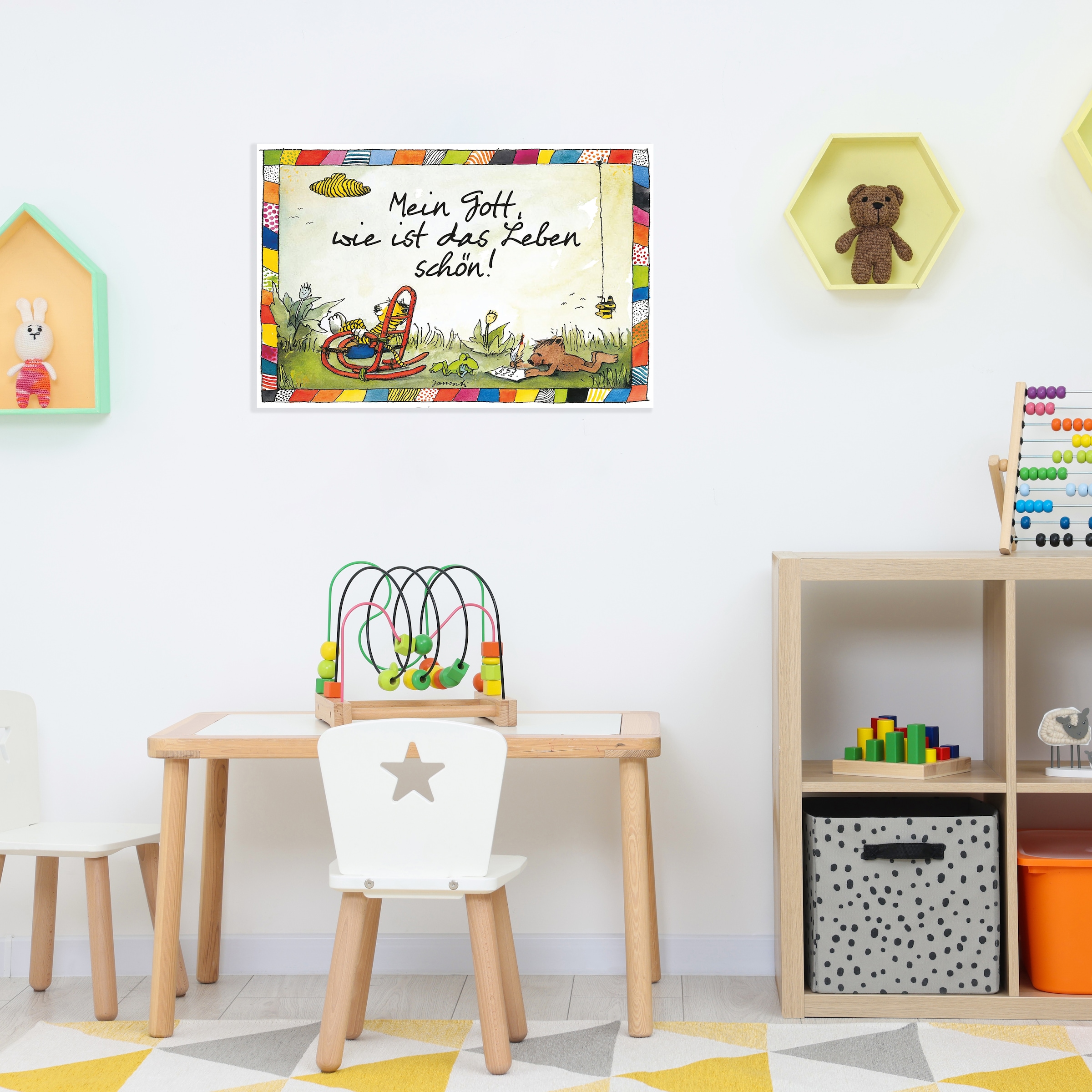 LuckyLinde Wanddekoobjekt »Wie ist das Leben schön - Tiger und Bär«, (1 St.), Exklusive JANOSCH Kindermotive, Stahlschild