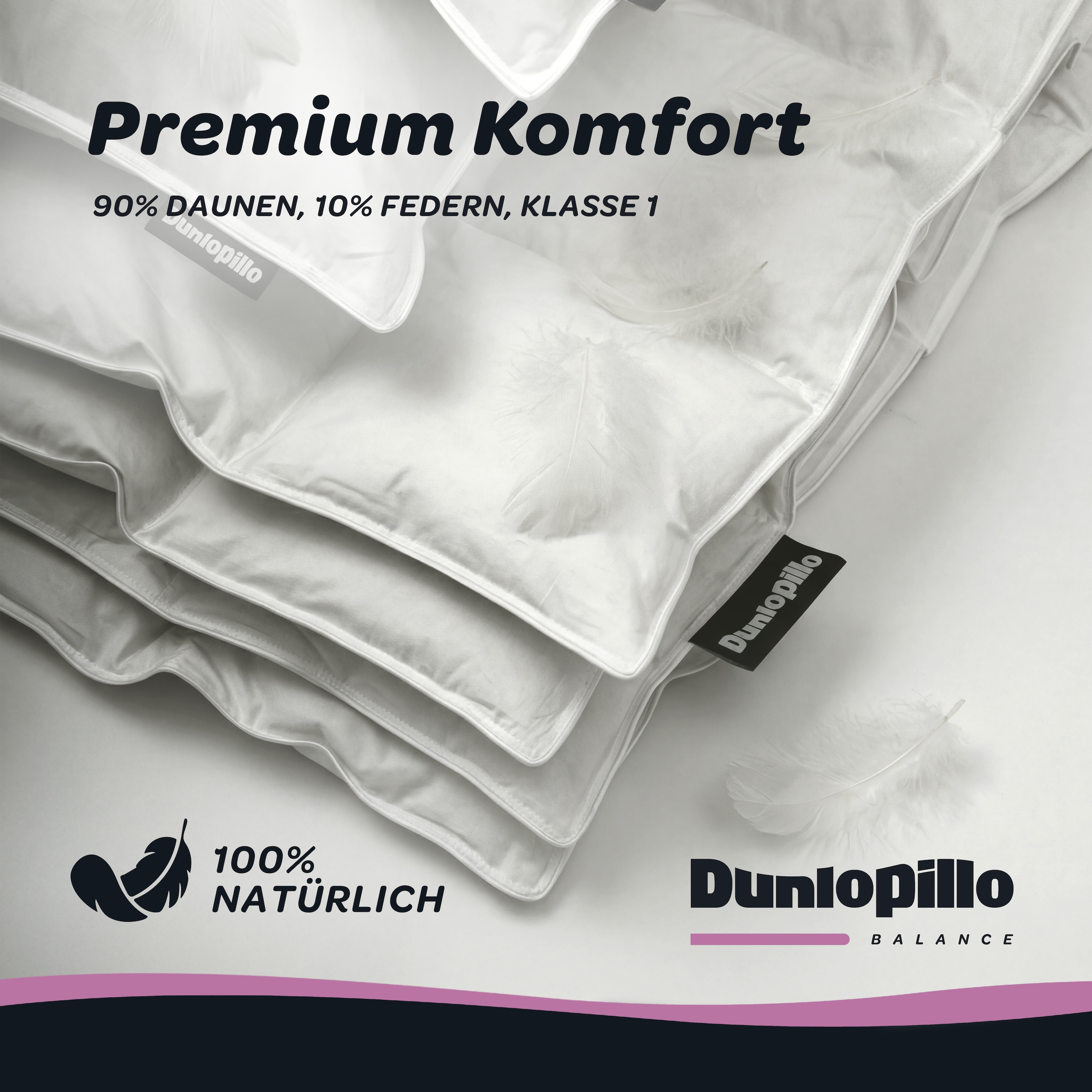 Dunlopillo Daunenbettdecke »Balance, "NEUHEIT" Bettdecke in 135x200 cm & weitere Größen« leicht Füllung 90% Daunen & 10% Federn 1 Stk. tlg. Hergestellt in Deutschland