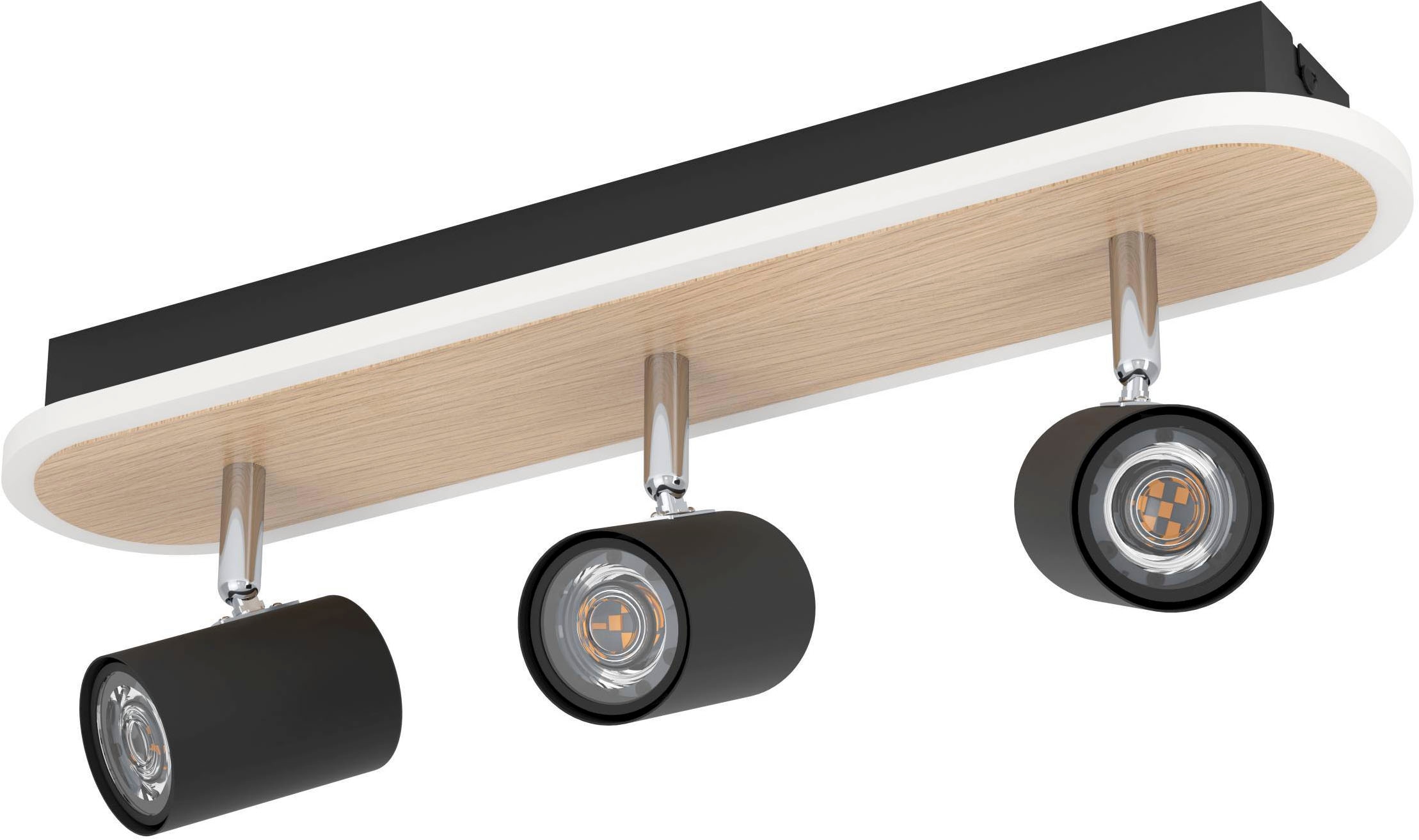 EGLO Deckenleuchte »Rimbocchi Deckenlampe, Metall und Holz-Optik, Spotbalken schwenkbar« LED-Modul 1 Stk. Warmweiß Spot - L46 x B10 x H15 cm - schwarz, braun - 20W inkl.