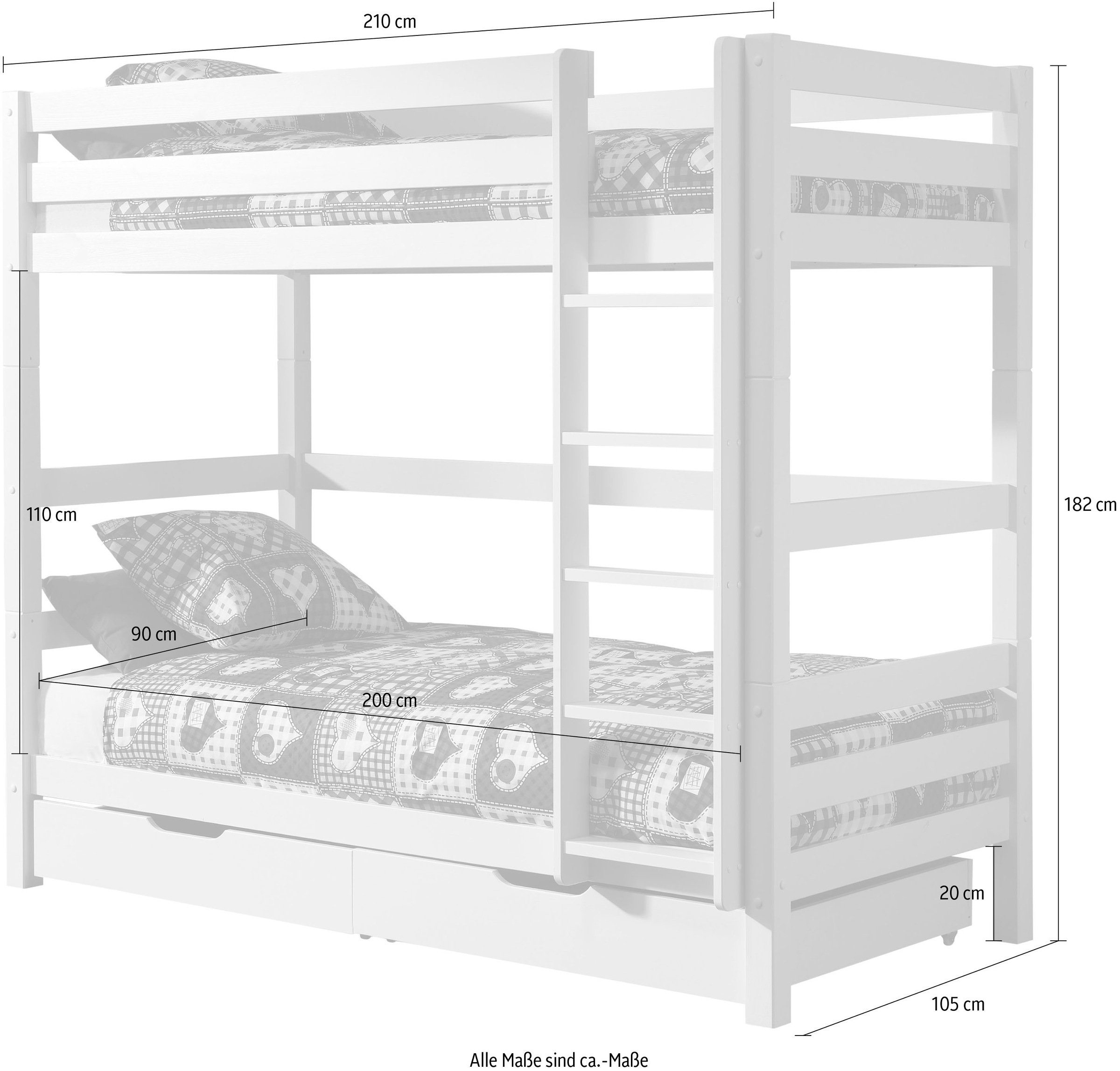 Vipack Etagenbett »Pino«, (Made in Europe), wahlweise mit Bettschublade