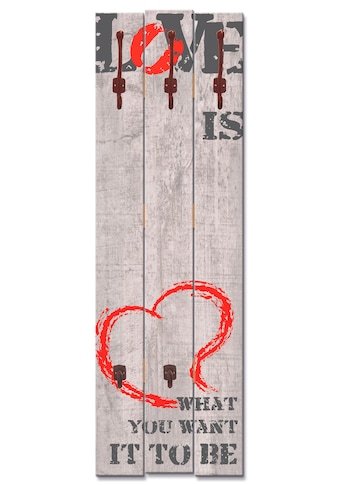 Artland Garderobenleiste »Liebe ist...«, platzsparende Wandgarderobe aus Holz mit 5... kaufen