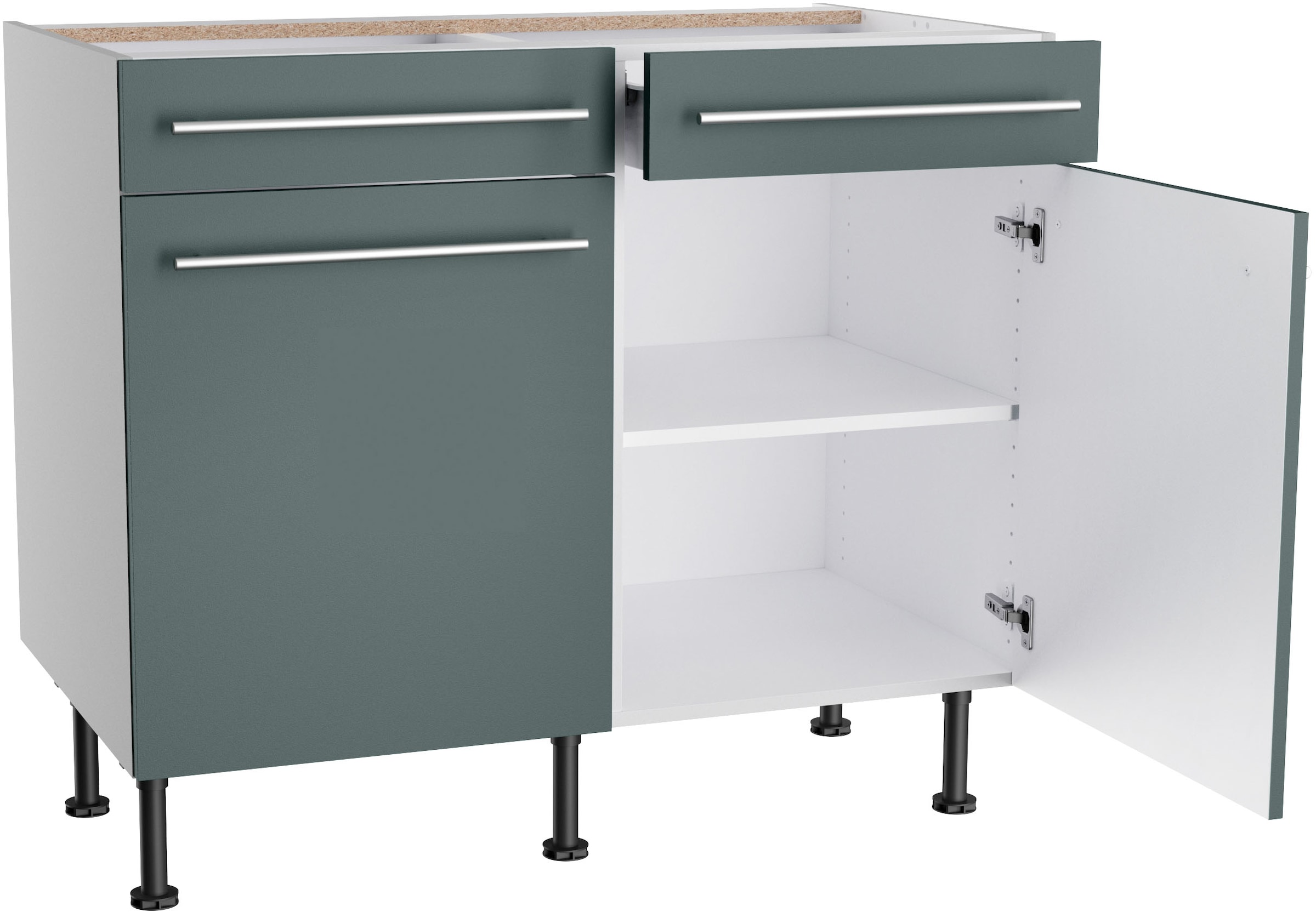 KOCHSTATION Unterschrank »KS-Bern2«, Breite 100 cm, 2 Türen, 2 Schubkästen, 1 Einlegeboden