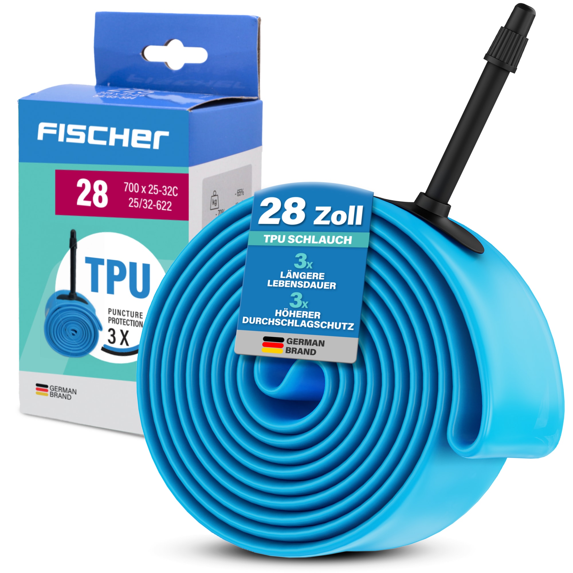 FISCHER Fahrrad Fahrradschlauch »TPU-Schlauch Road 28" 25/32-622«