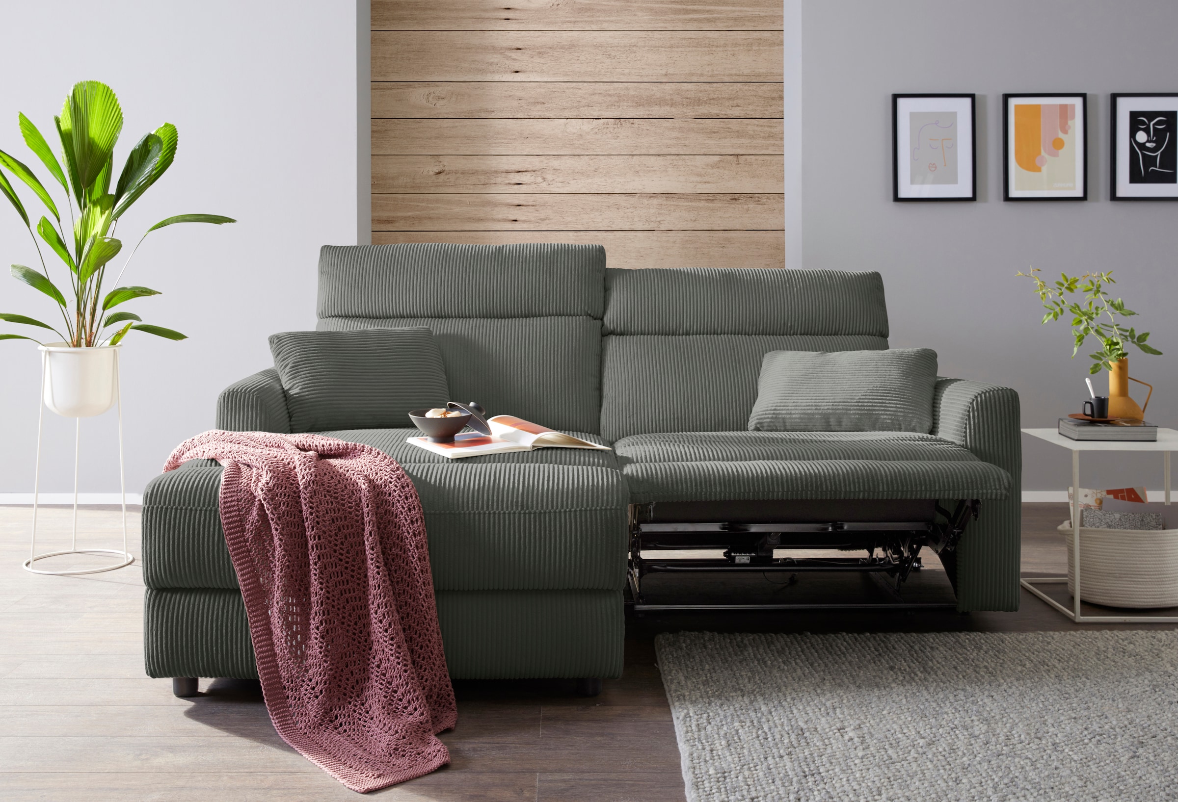 OTTO home Ecksofa »JENNA L-Form,  209cm - OTTO. Verlässliche Qualität.« manuelle o. elektrische Relaxfunktion, USB A/C, weicher Sitz, Cord.