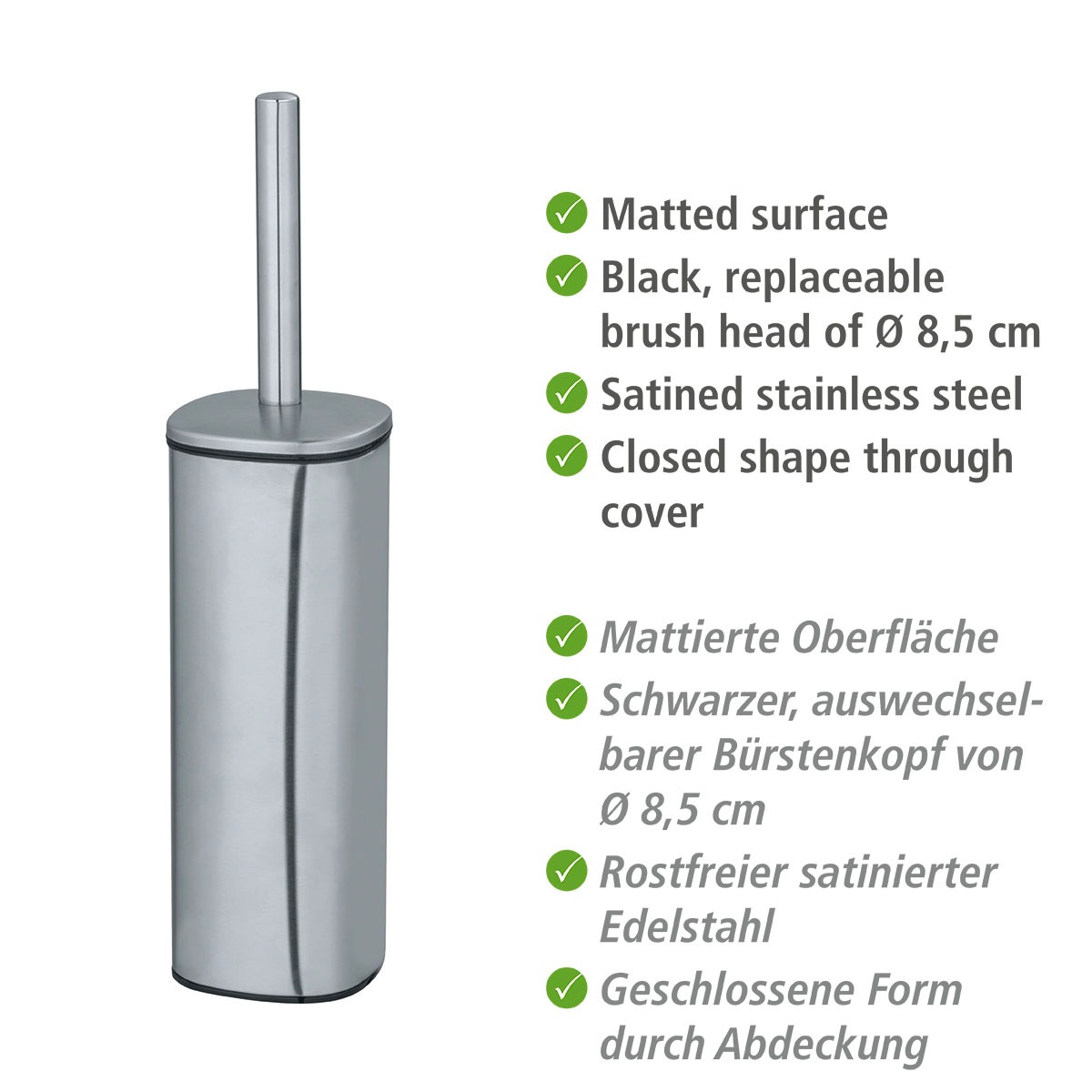 WENKO WC-Garnitur »Alassio« aus Edelstahl aus mattem Edelstahl
