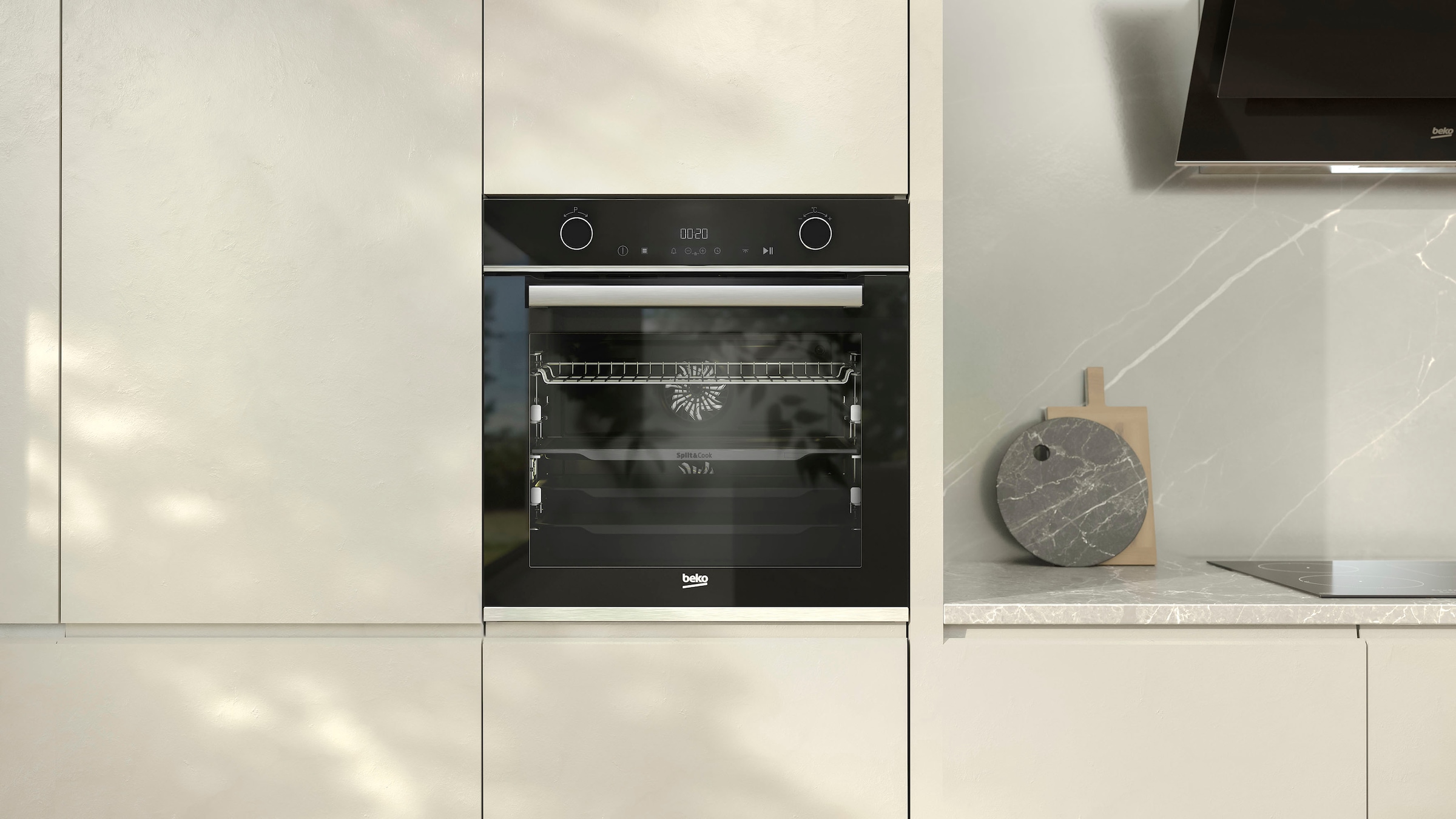 BEKO Einbaubackofen  »BBVM13400XDS«, mit 2-fach-Teleskopauszug, SteamShine, Split&Cook