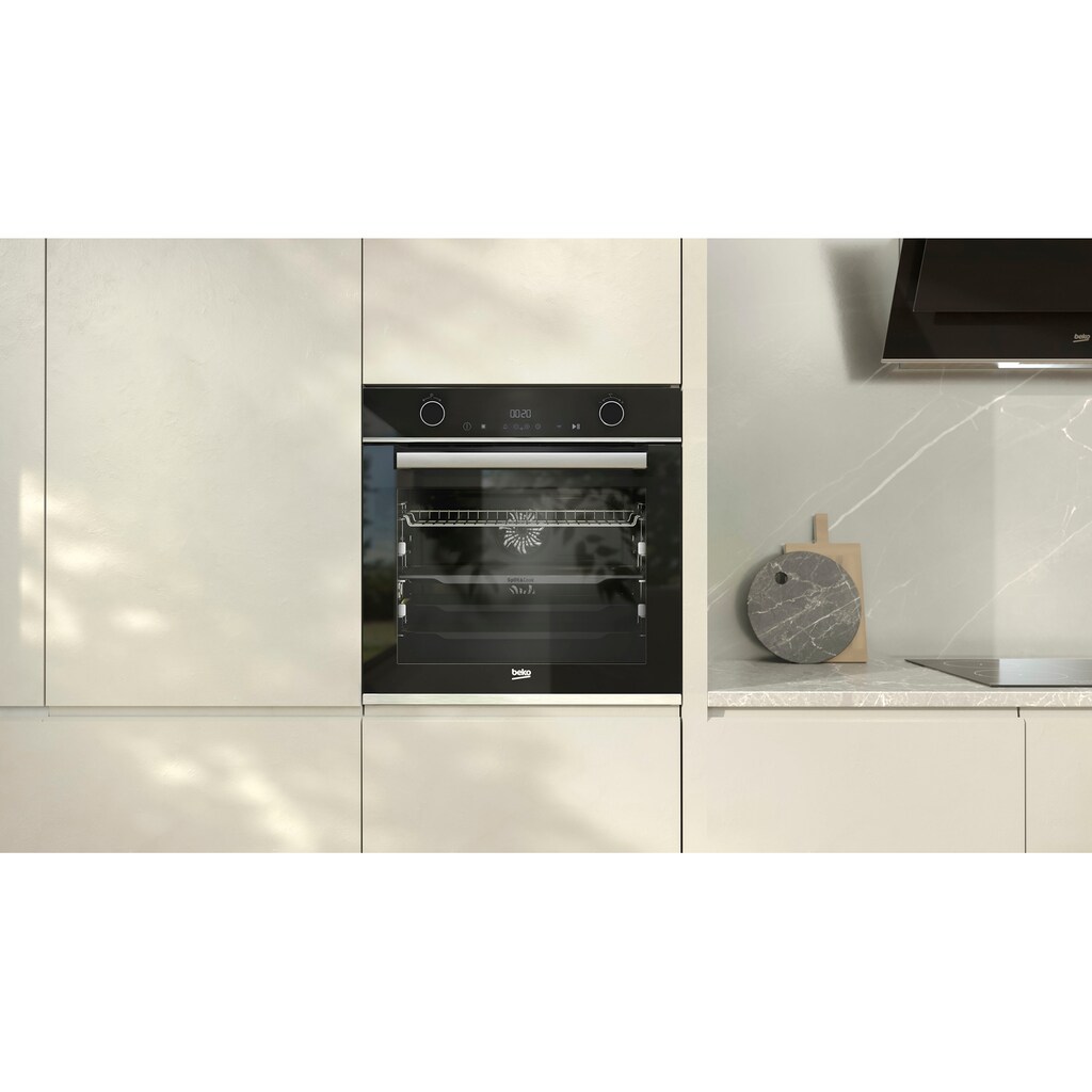 BEKO Einbaubackofen »BBVM13400XDS«, BBVM13400XDS, mit 2-fach-Teleskopauszug, SteamShine