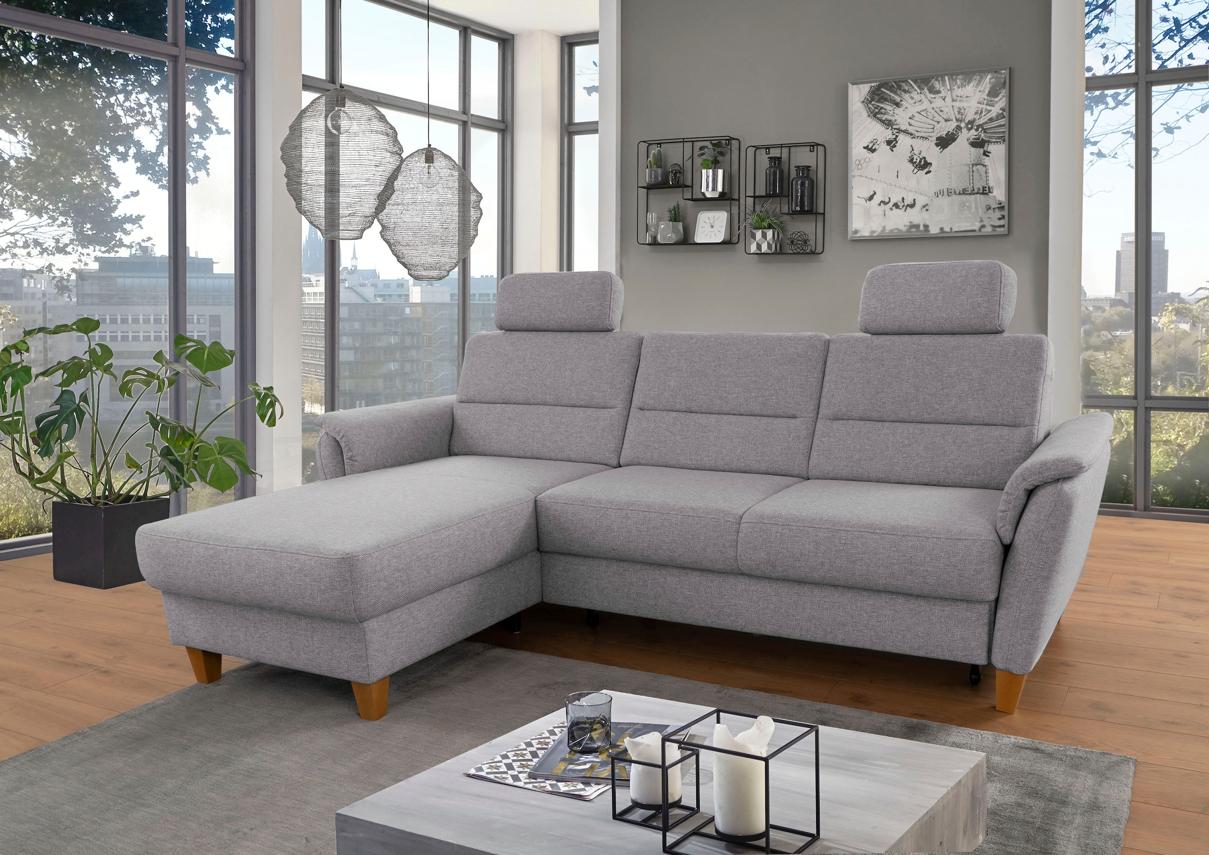 Home affaire Ecksofa »Palmera L-Form, B: 244 cm« optional Bettfunktion & Be günstig online kaufen