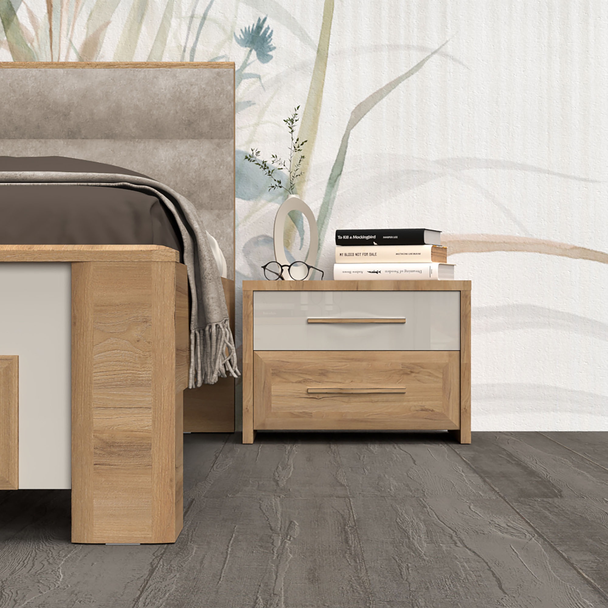 Home affaire Nachtkommode »Gala, beige hochglänzend UV lackiert und melamin günstig online kaufen