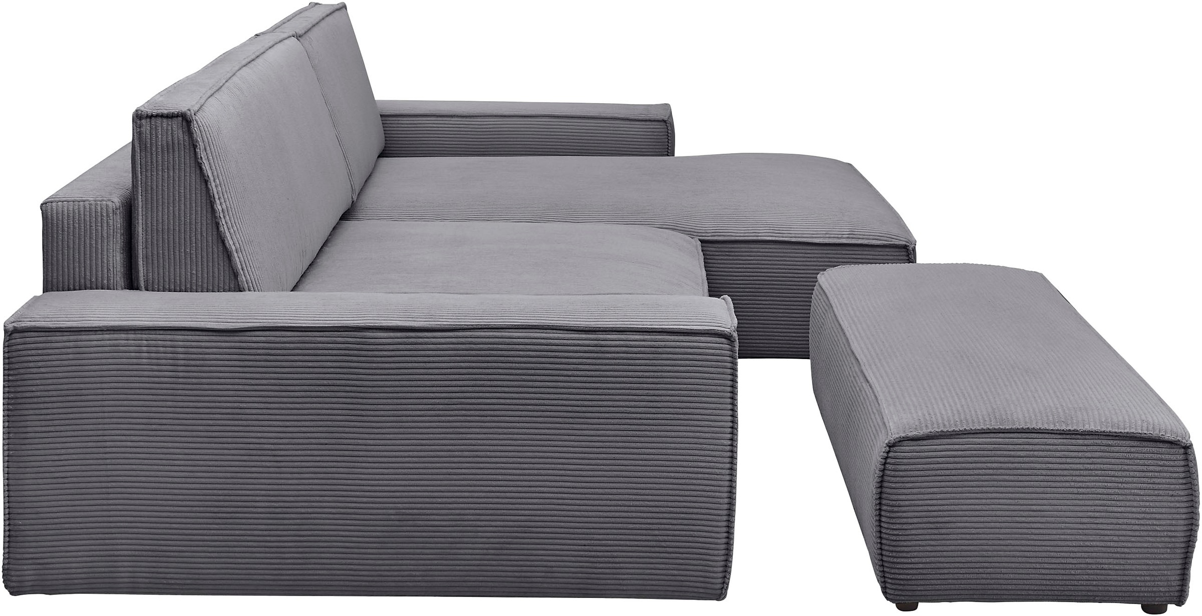 Home affaire Polsterecke »NEU: SHERWOOD XXL tief, L-Form mit Schlaffunktion, Big-Sofa mit Hocker«, (Set, 2 St.), stellbar zum Schlafsofa (Krokodilverbinder), Cord, Leinenoptik