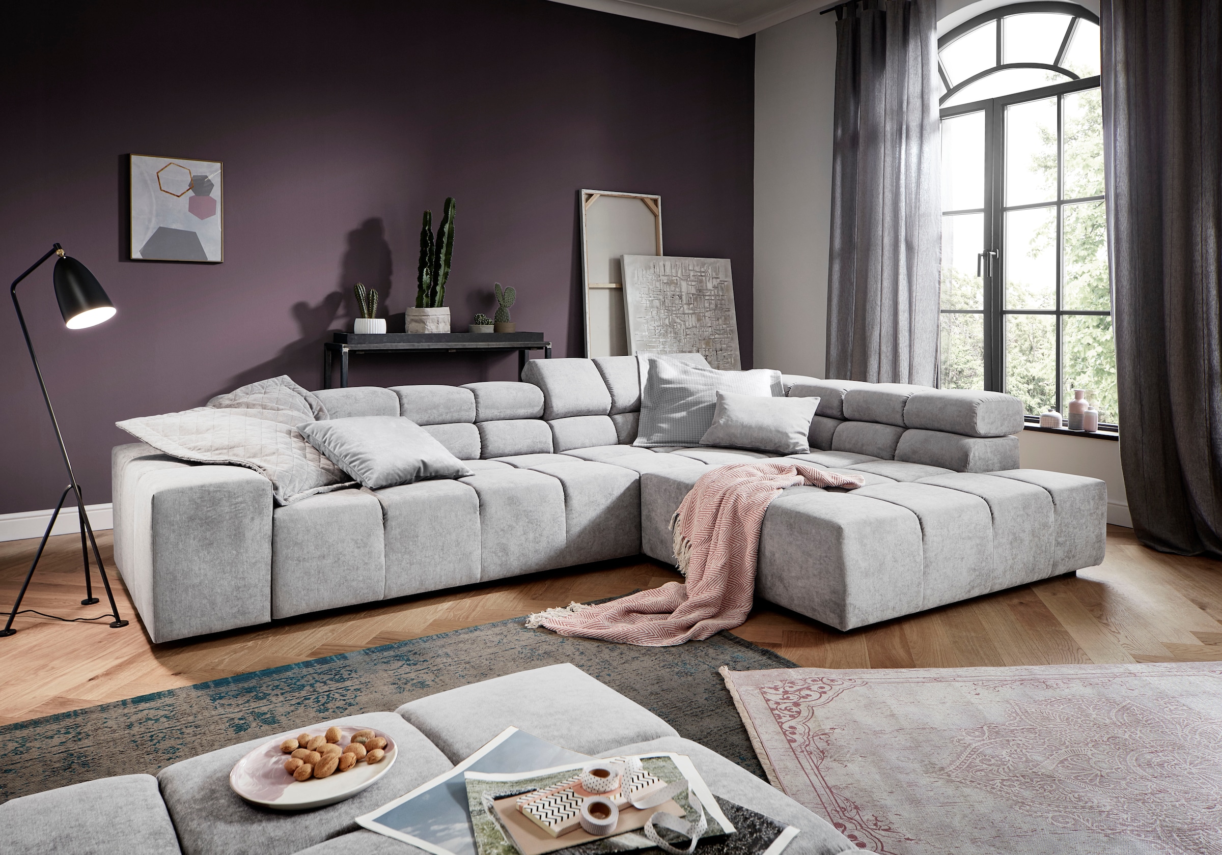 INOSIGN Ecksofa »Ancona incl. Kopfteilverstellung, OTTOs Choice, Breite 319cm, L-Form«, wahlweise motorische Sitztiefenverstellung, auch in Cord + Easy Care