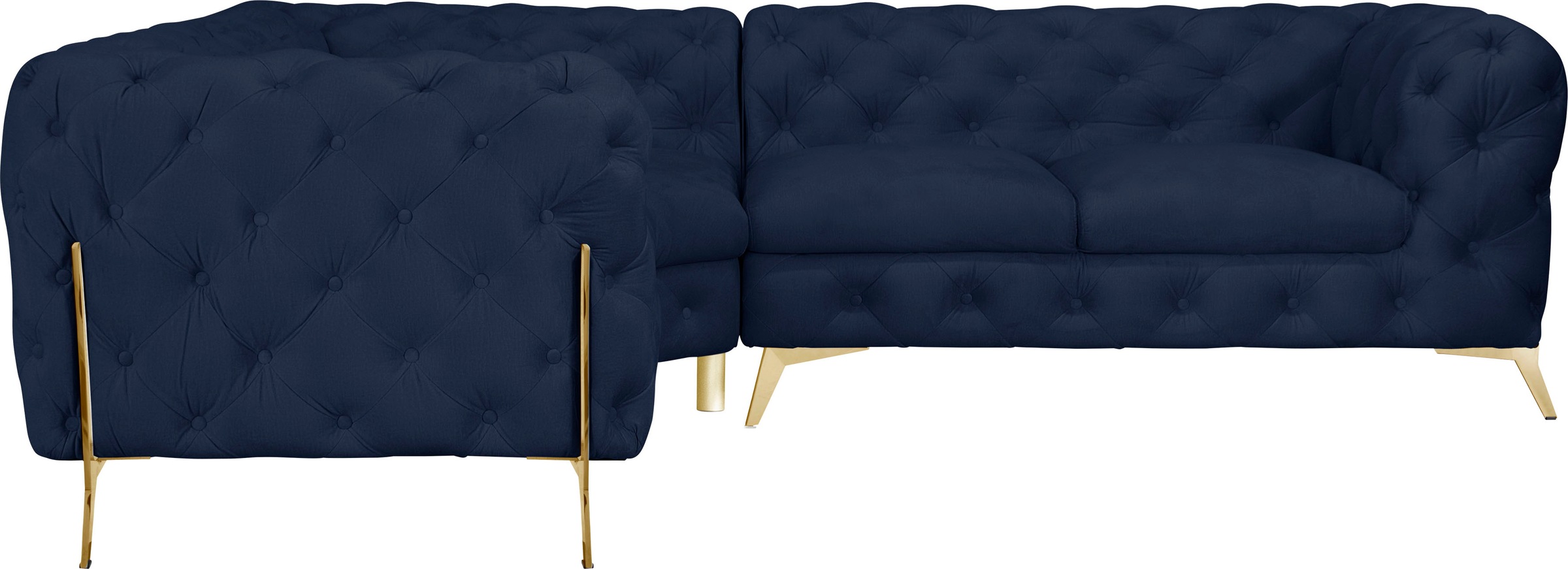 Leonique Chesterfield-Sofa »Amaury L-Form«, moderne Chersterfield-Optik, Breite 262 cm, Fußfarbe wählbar