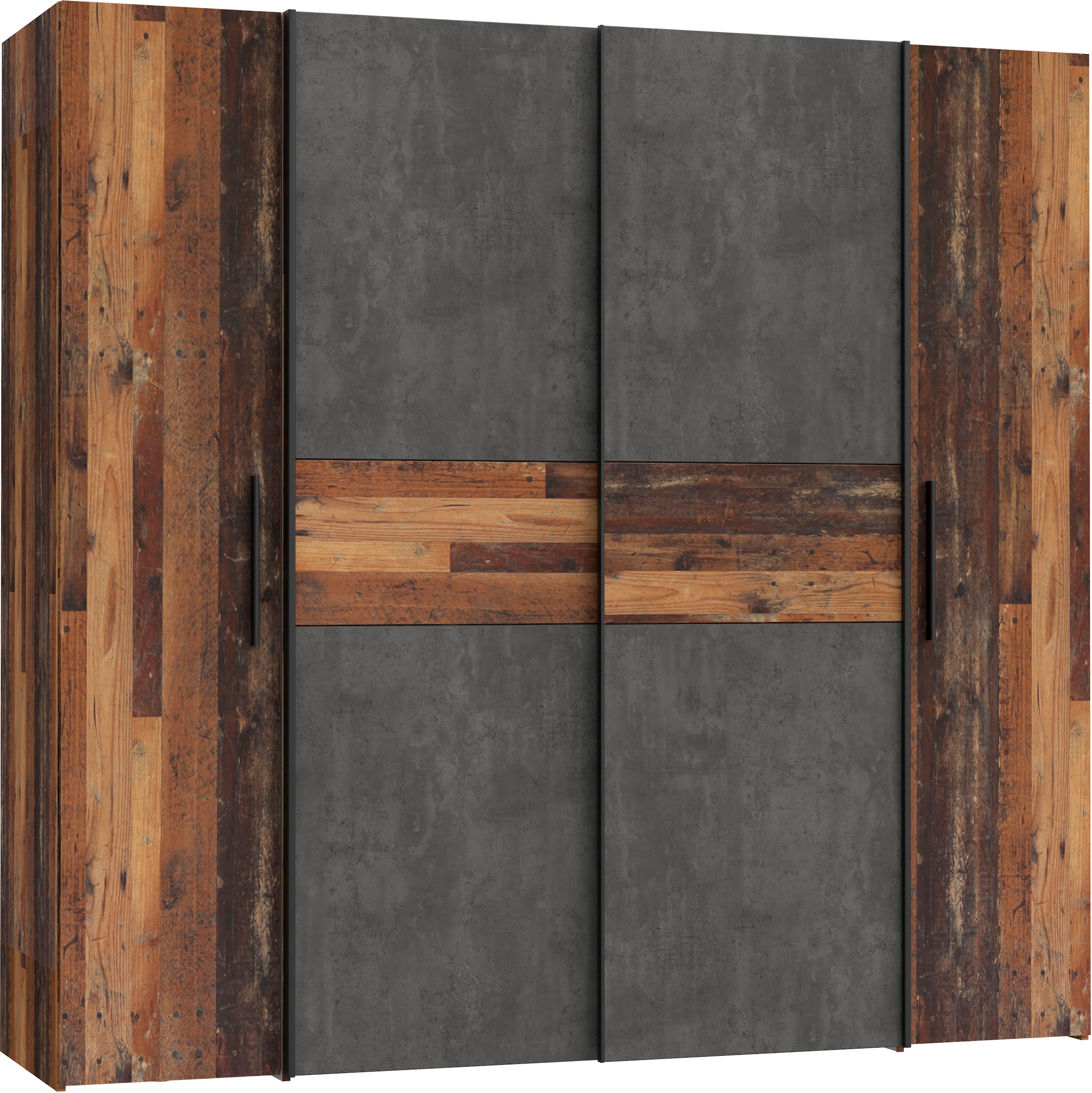 FORTE Kleiderschrank »Kalixtus, TOPSELLER, Made in Europe«, (B/H/T ca. 200x190x60 cm, 2 Schiebetüren, 2 Drehtüren, 8 Einlegeböden), Kombination aus Dreh- und Schwebetüren, mehrere Farben