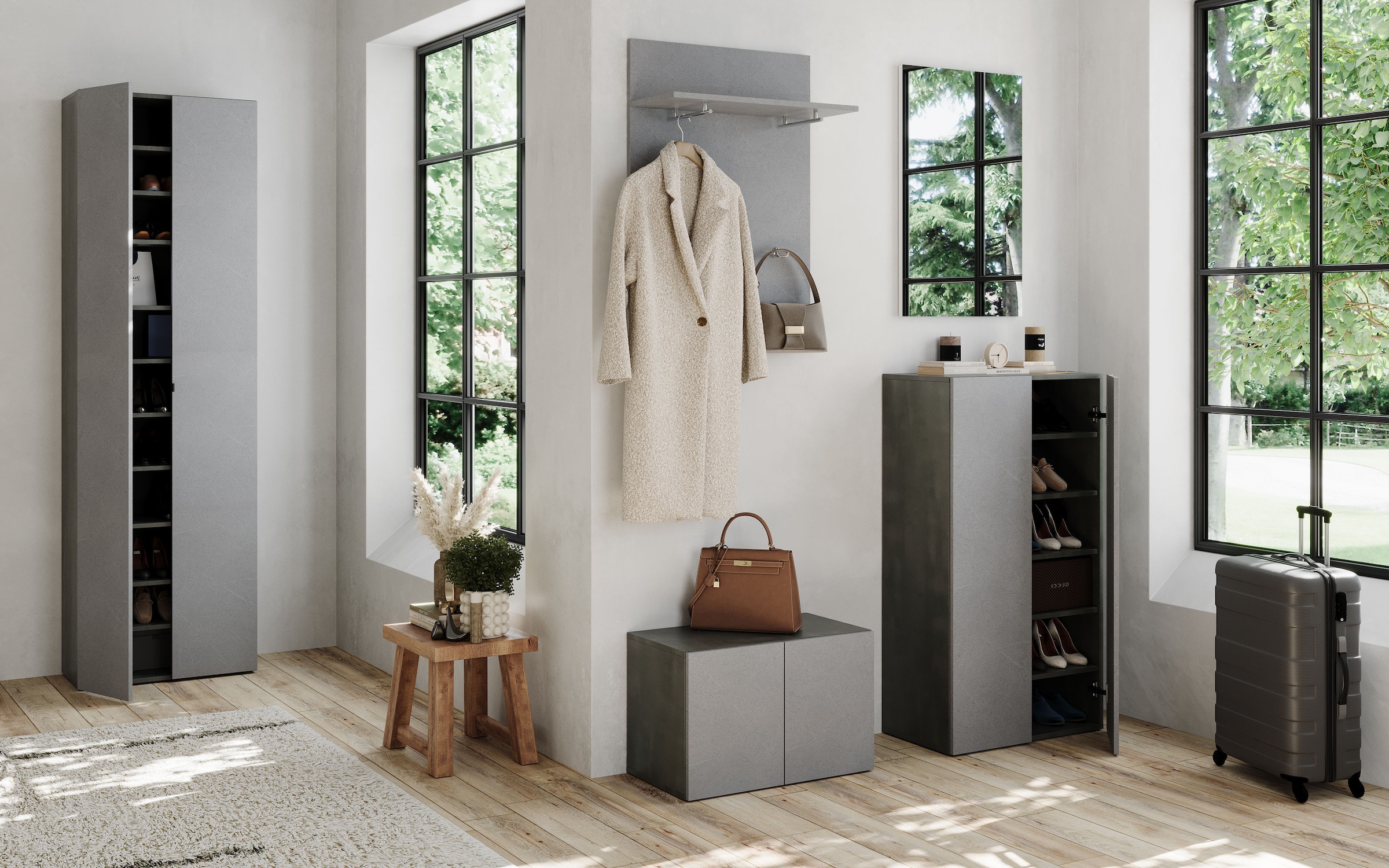INOSIGN Garderobenpaneel »Pratiko, Breite 63 cm, Höhe 78 cm, Wandpaneel, Wandgarderobe,«, Flurgarderobe mit Ablage, 2 Kleiderstangen, 2 Kleiderhaken