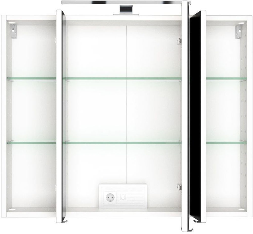 welltime Badmöbel-Set »Welltime Möbel Baabe Waschtisch-Set 3tlg. oder 5tlg.«, (3 St.), gedämpfte Scharniere und Softclose-Funktion, inklusive LED-Beleuchtung