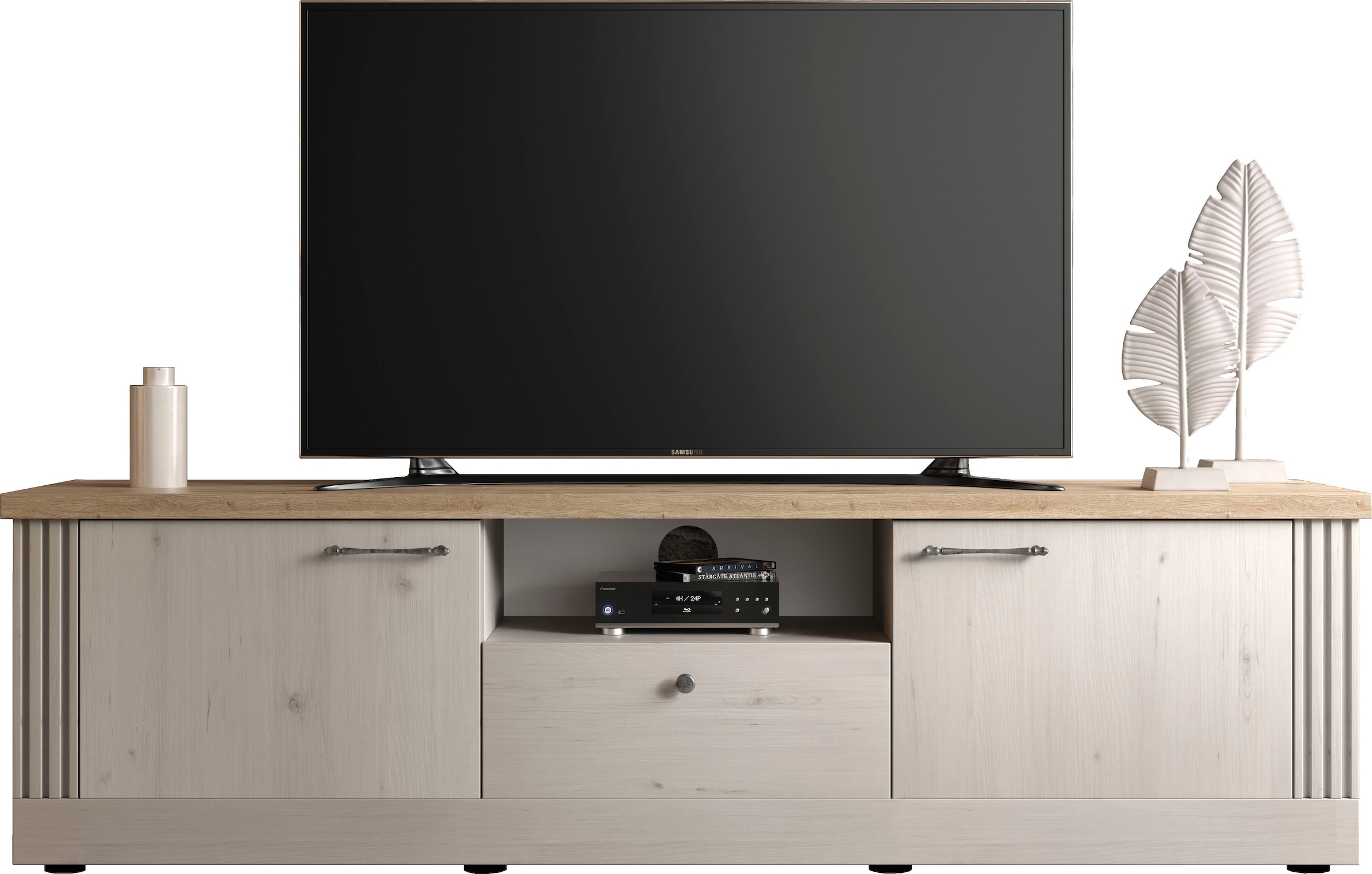 Lowboard »Country Breite 211 cm, TV-Board 2 Türen u. 1 Schubkasten, TV-Schrank«, im...