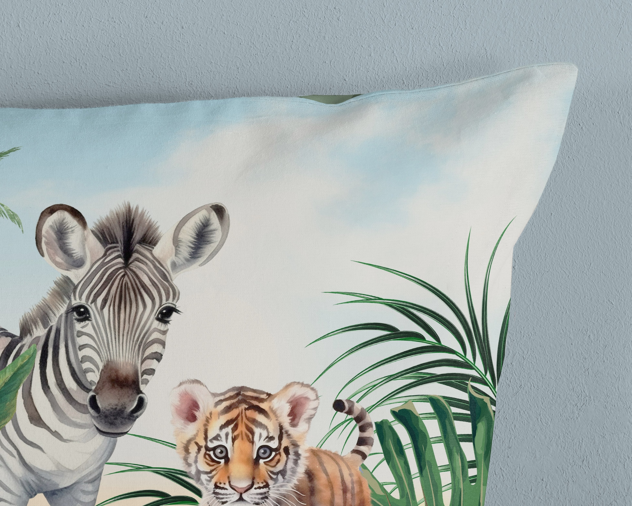 good morning Kinderbettwäsche »Thabo«, Baumwolle, 135x200, Wende, Kind, Zebra Giraffe Löwe Affe, safari, grün