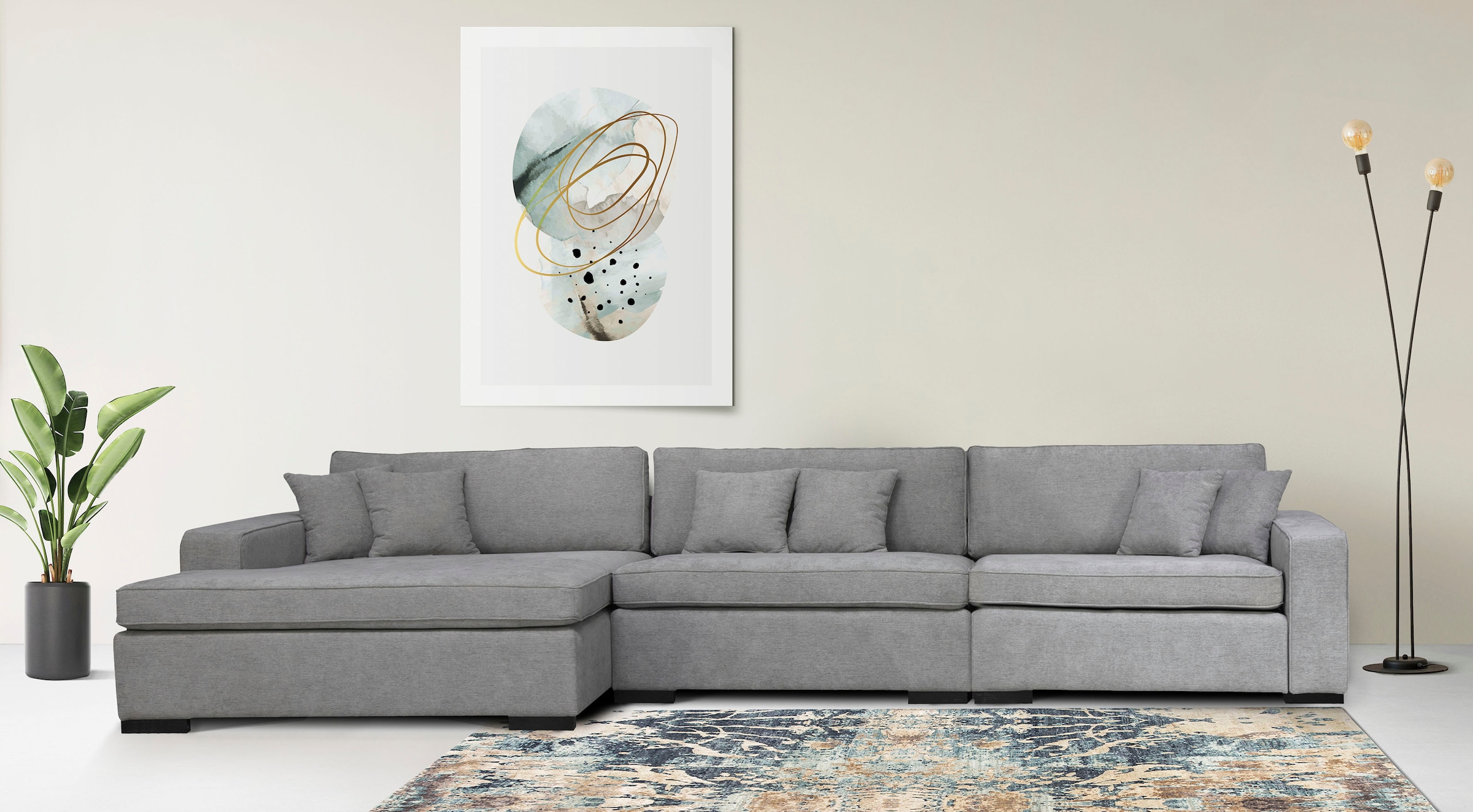 Home affaire Ottomane »Skara L-Form«, Lounge-Sofa mit Federkernpolsterung, günstig online kaufen