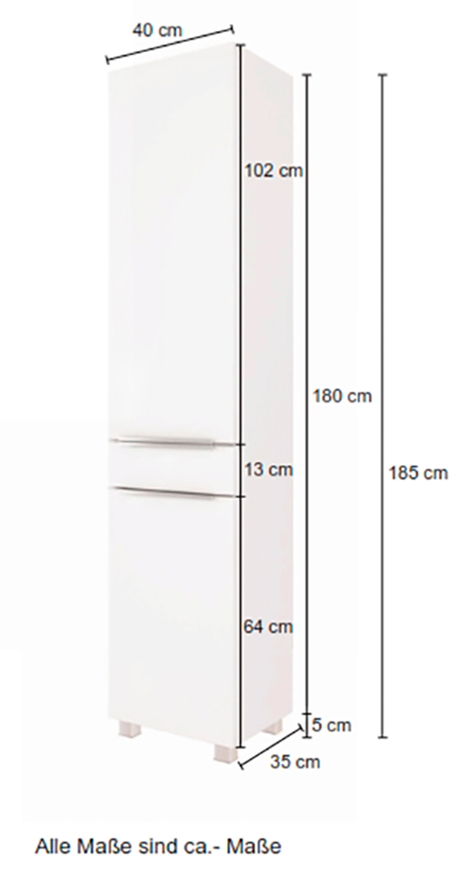 welltime Seitenschrank »Matera« Breite 40 cm, hochwertige matte MDF-Fronten und Softclose-Funktion