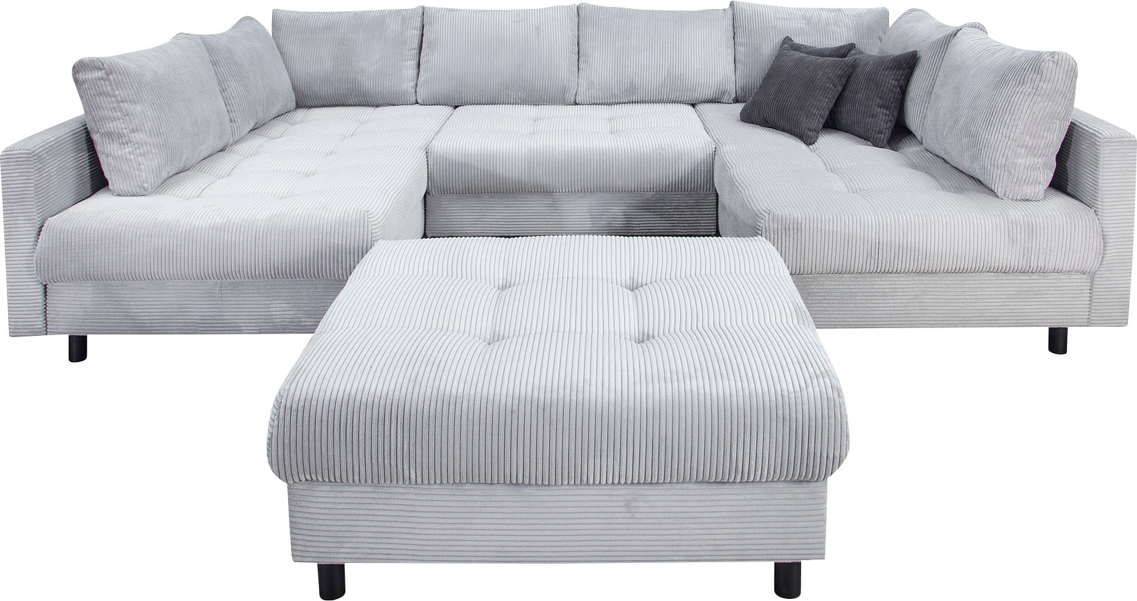 COLLECTION AB Wohnlandschaft »Toni U-Form, B: 298 cm« mit Hocker & 3 Zierki günstig online kaufen