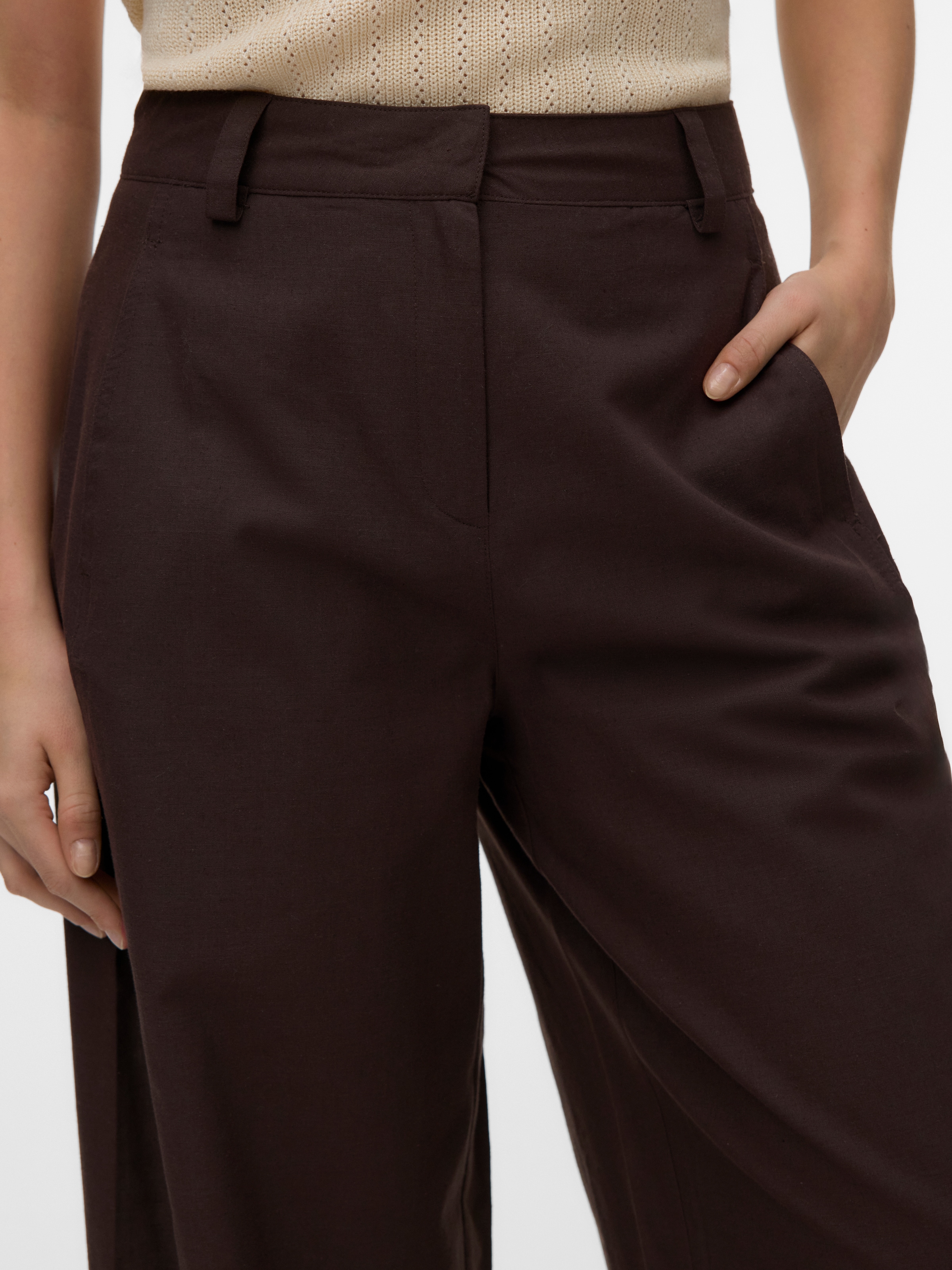 Vero Moda Anzughose »VMSELMA HW BARREL PANTS WVN NOOS«  Baumwollmischung, high waist, weite Beinform, mit Leinen