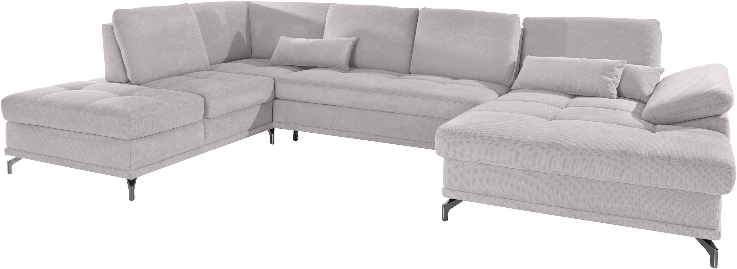 Places of Style Wohnlandschaft »Costello U-Form, mit Sitztiefenverstellung, Armteilverstellung und«, 3 Nierenkissen, optional Bettfunktion und Bettkasten