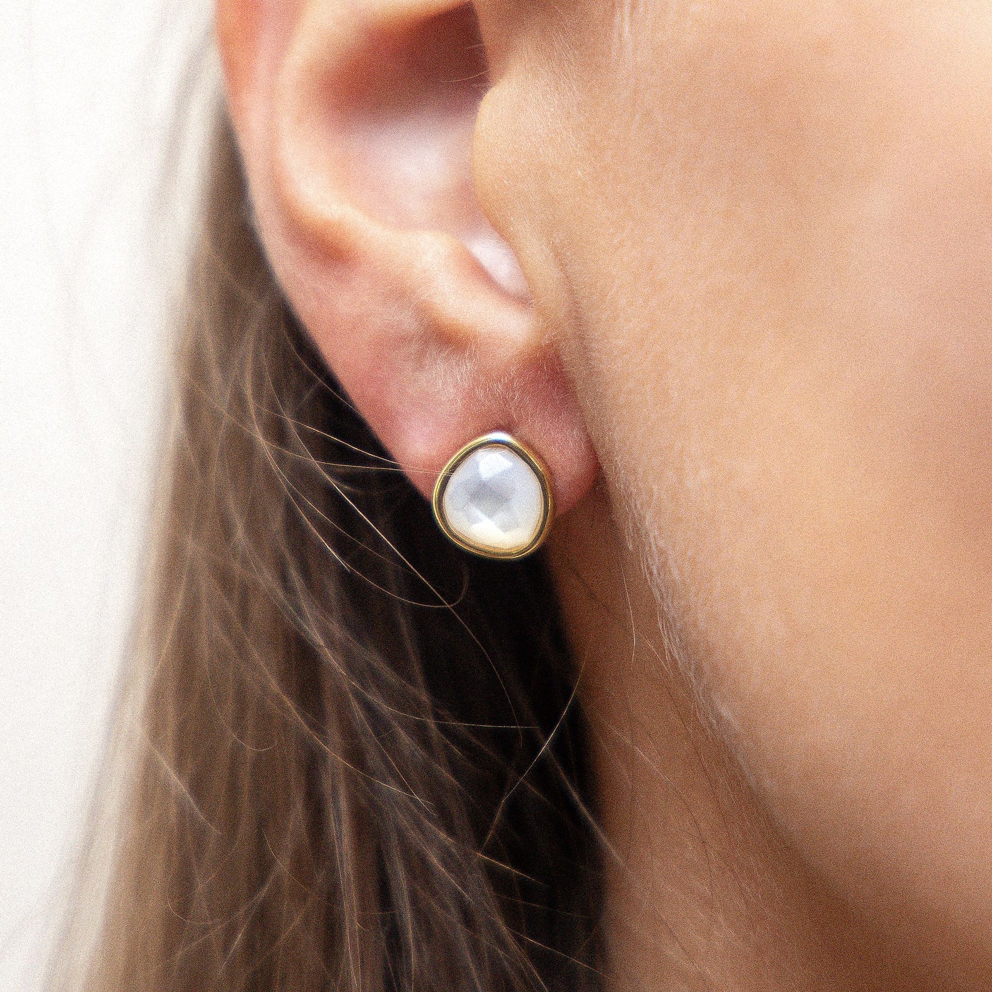 Zeeme Paar Ohrstecker »Silber 925 vergoldet mit weißem Perlmutt«