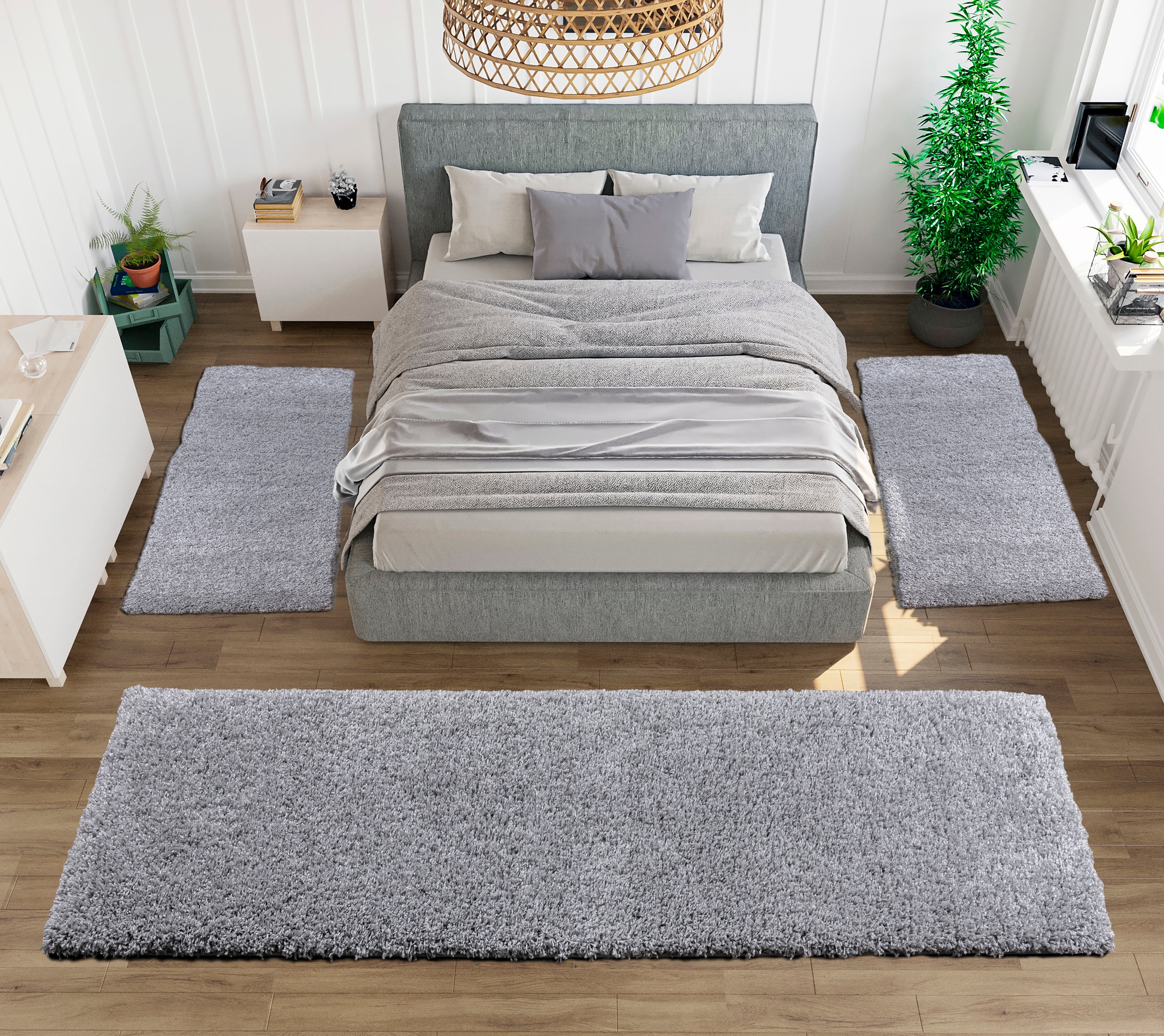 my home Bettumrandung »Shaggy 30«, (3 tlg.), gewebt, 2- oder 3-teilig, Bett günstig online kaufen
