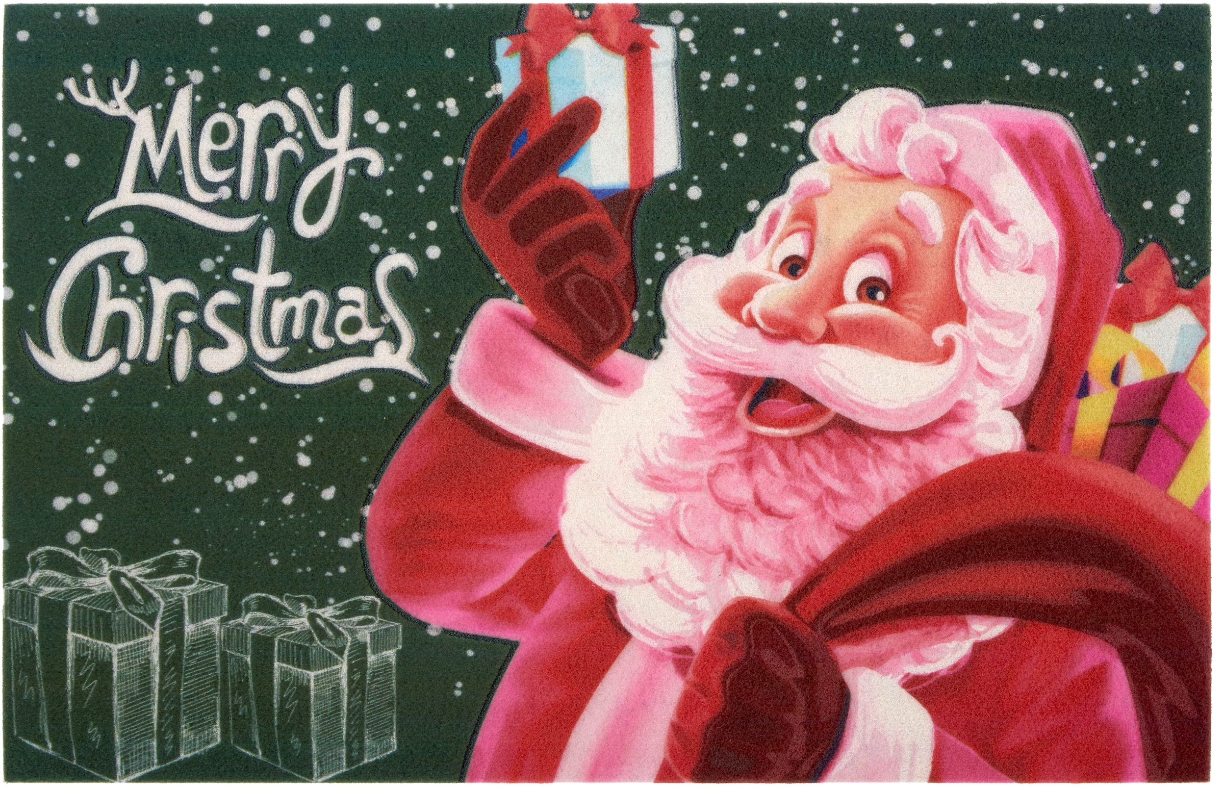 Fußmatte »Merry Christmas«, rechteckig, mit Spruch, Weihnachten, Weihnachtsmann, Santa...