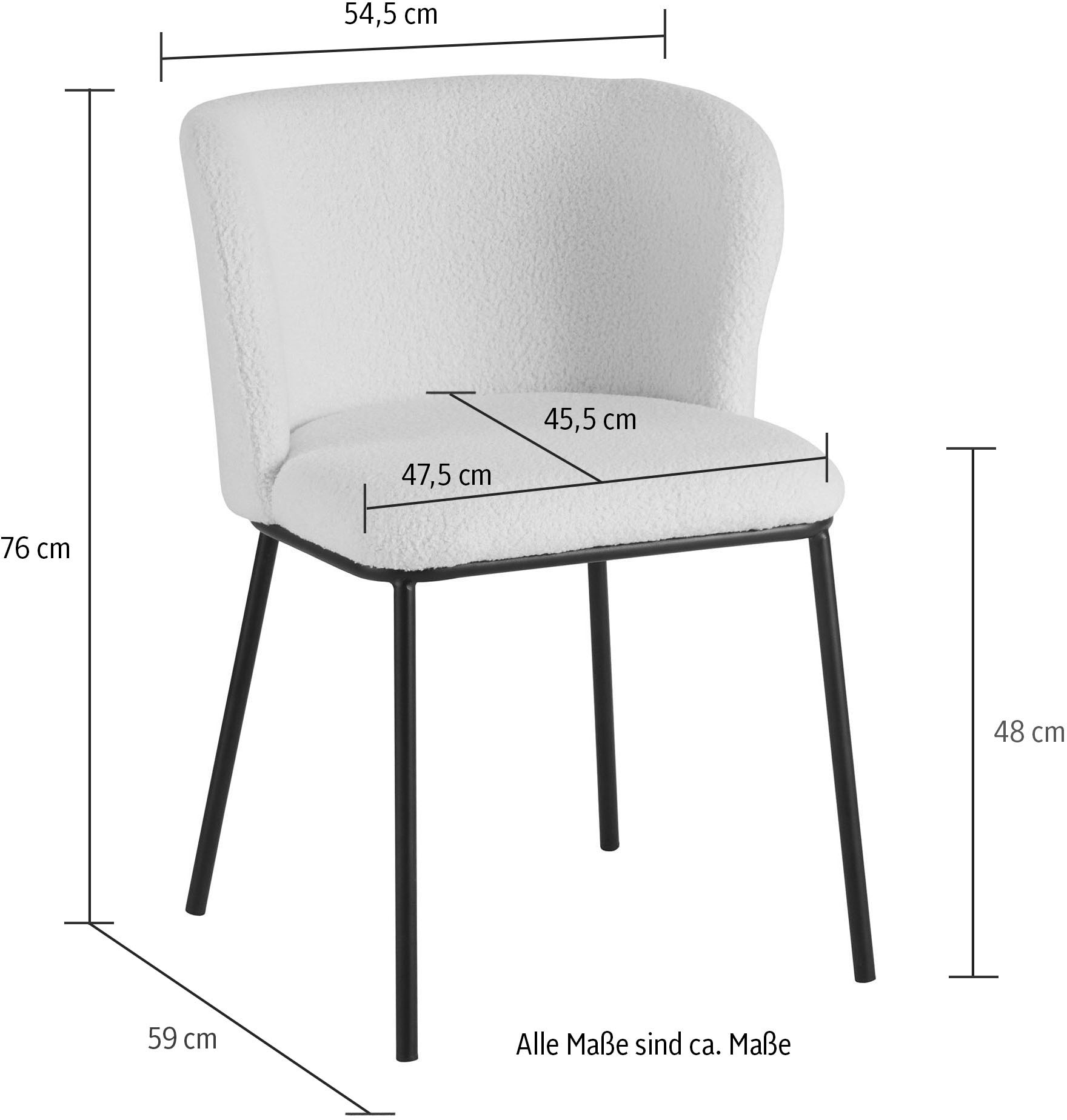 SalesFever 4-Fußstuhl, (Set), 2 St., Bouclé, abgerundete Rückenlehne online  kaufen | 4-Fuß-Stühle