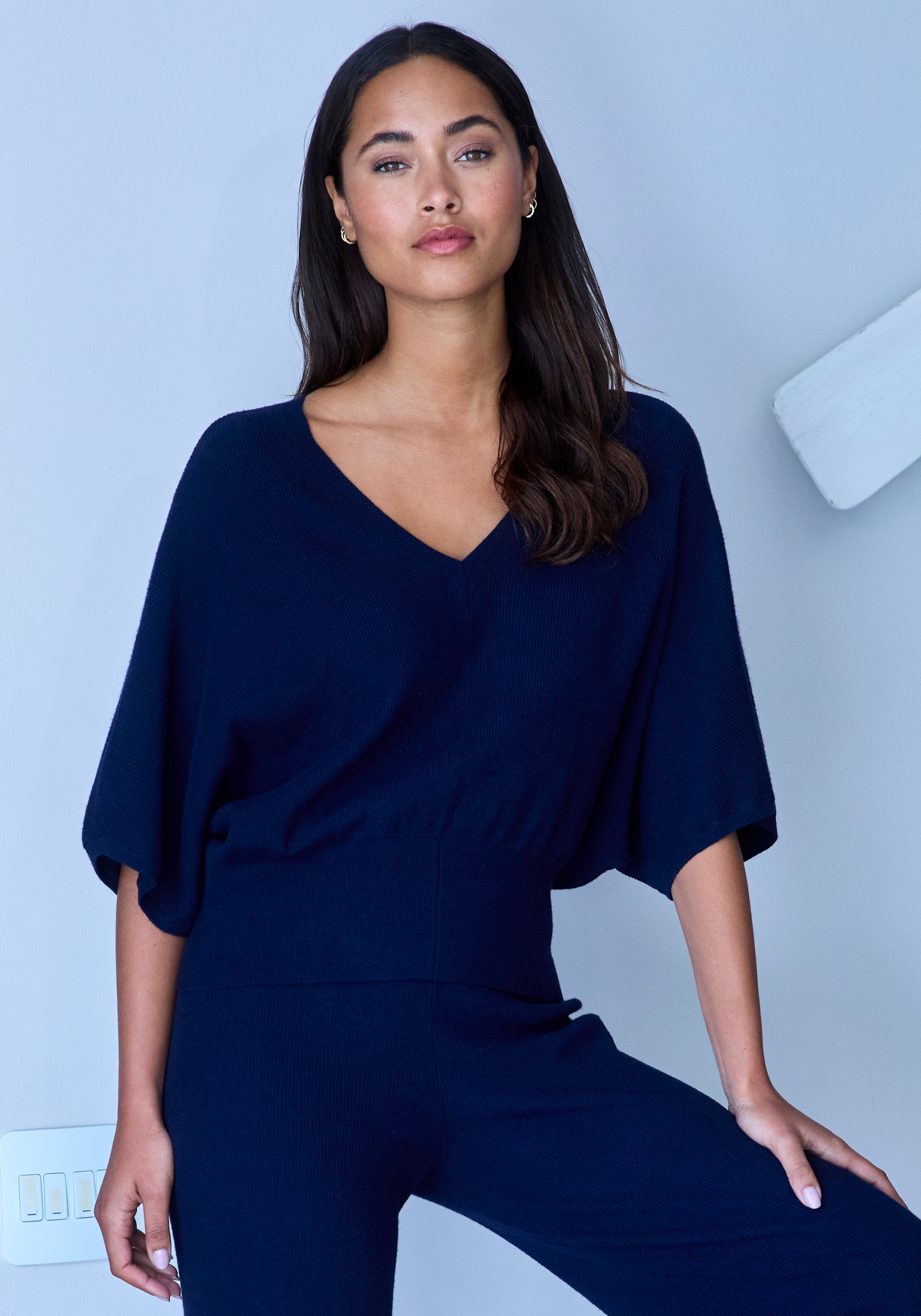 Copenhagen Studios Fledermausshirt, aus hochwertiger, feiner Rippe, Loungewear