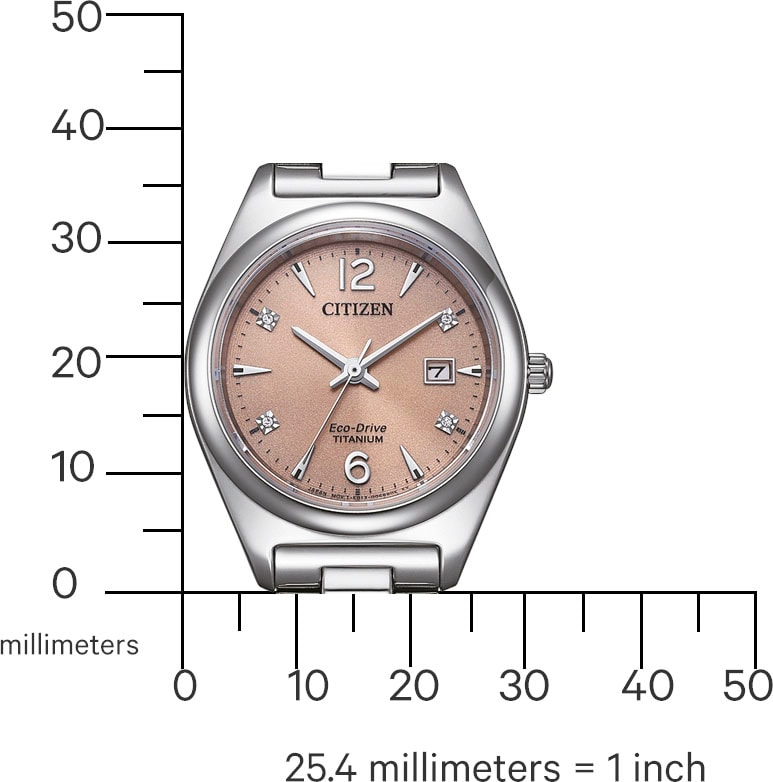 Citizen Solaruhr, Armbanduhr, Damenuhr, Titan, Datum, Saphirglas