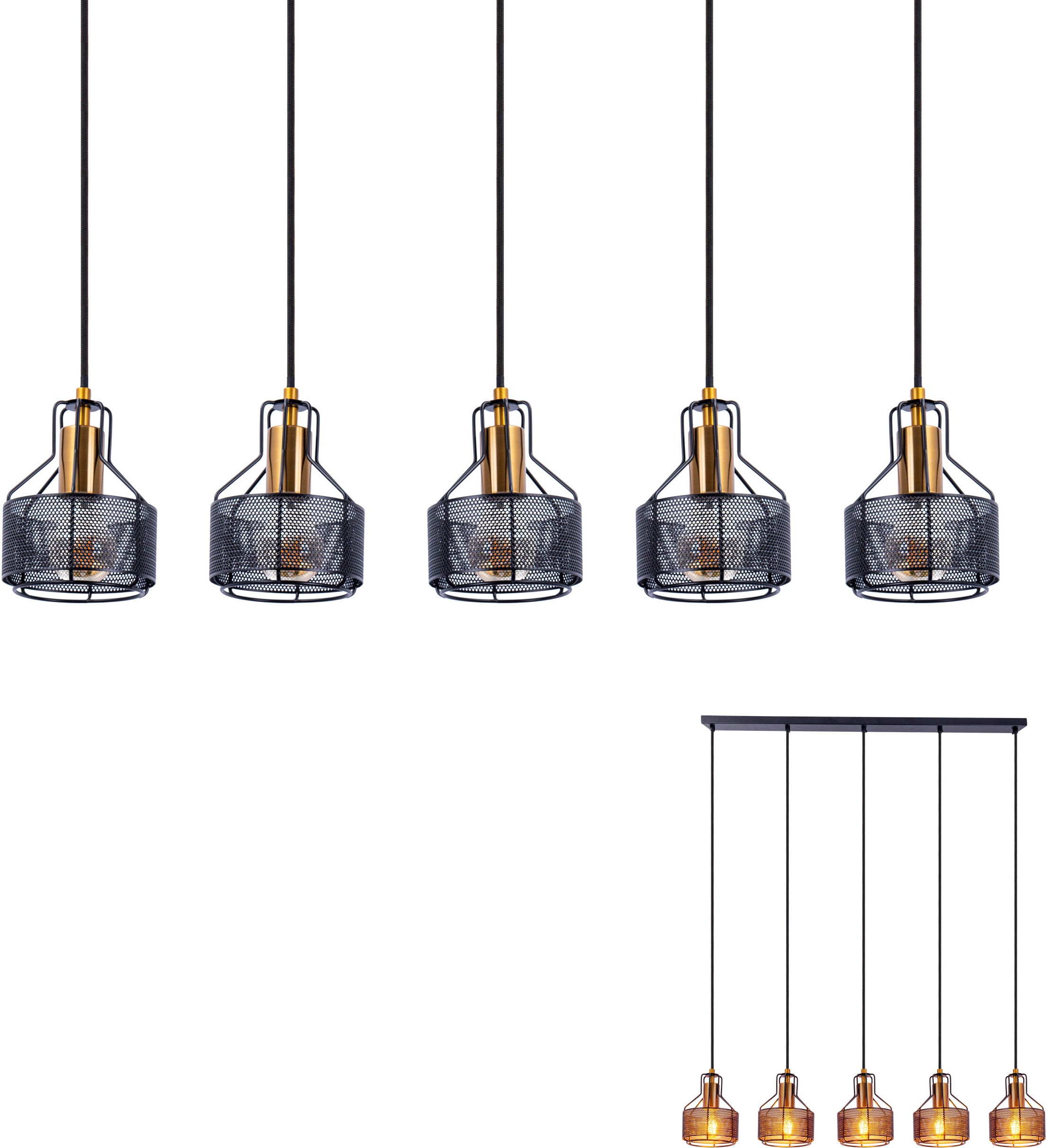 näve LED Pendelleuchte »FORO« E27 1 Stk. schwarz/golden günstig online kaufen