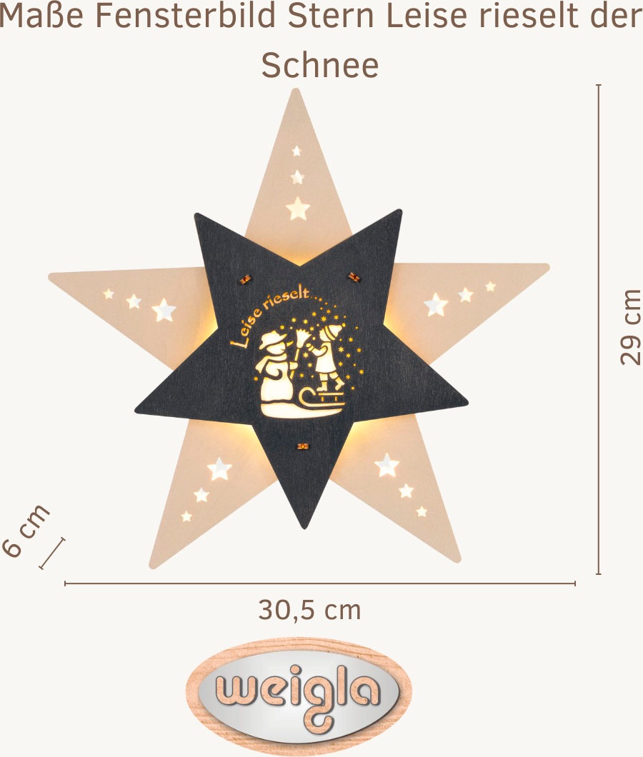 Weigla Dekostern »LED Leise rieselt der Schnee, Fensterbild, WEIẞ-GRAU, Mad günstig online kaufen