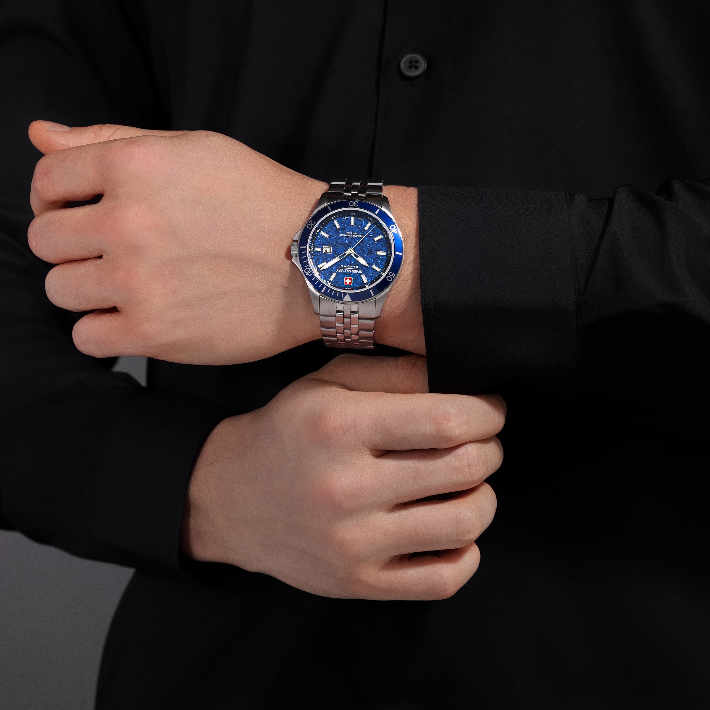 Swiss Military Hanowa Quarzuhr »Flagship Elements« Armbanduhr, Herrenuhr, Swiss Made, Edelstahlarmband, analog, Tag