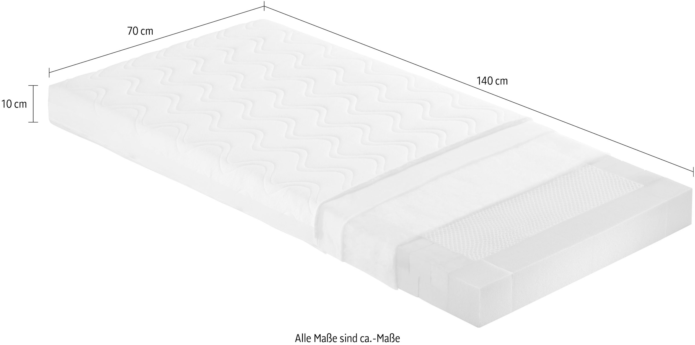 PAIDI Babymatratze »AIRWELL 200, 70x140cm, Kaltschaum Kindermatratze« 10 cm hoch mittlere Stauchhärte, 95°C waschbarer Bezug in Weiß, 1 Stk. tlg. Top Luftzirkulation, langlebig, Wendematratze, umlaufende Trittkante