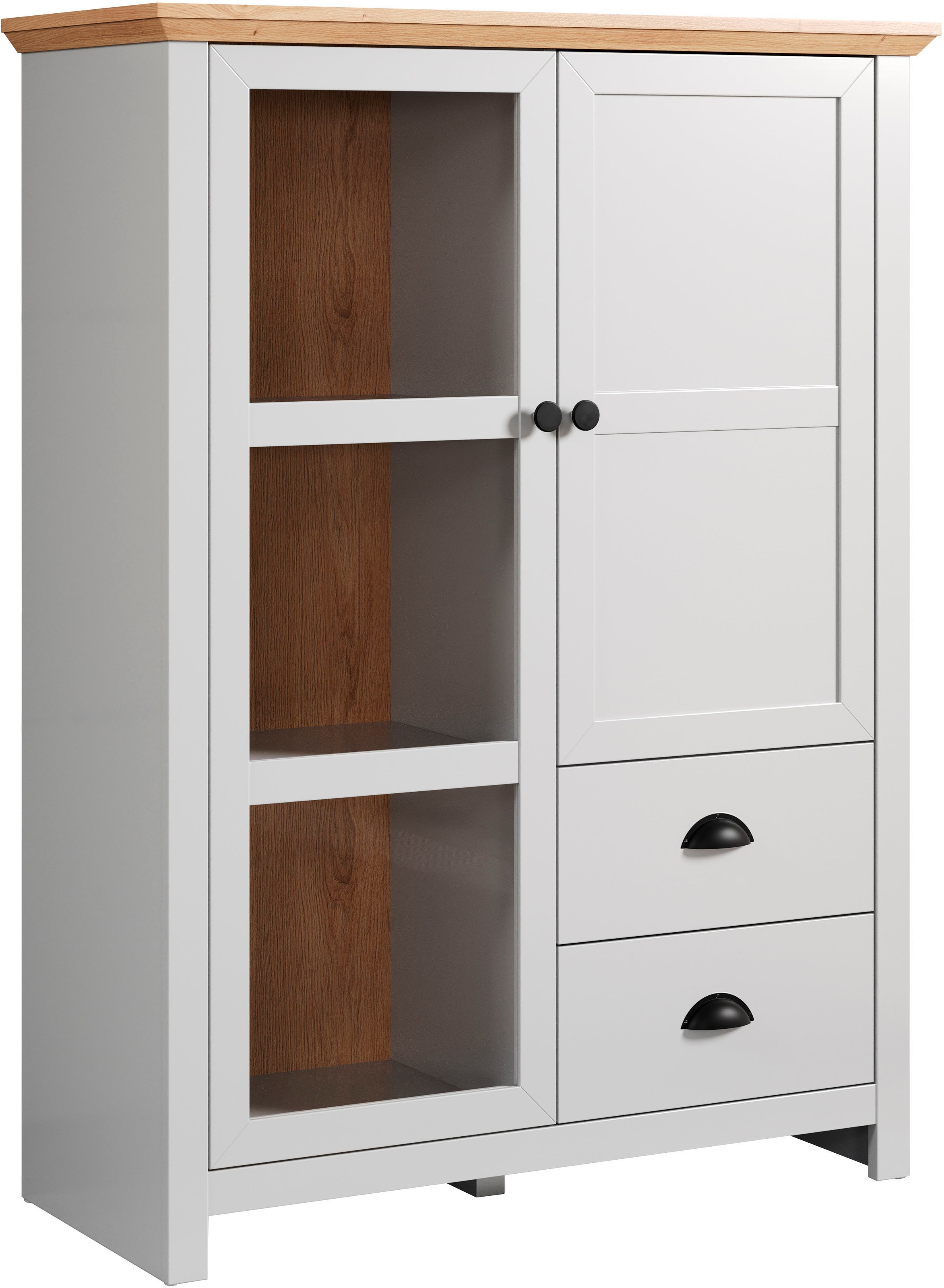 Home affaire Highboard »Herzwill«, Breite 97 cm, Höhe 130 cm, Stauraum, Türen und Korpus, mattes Grau