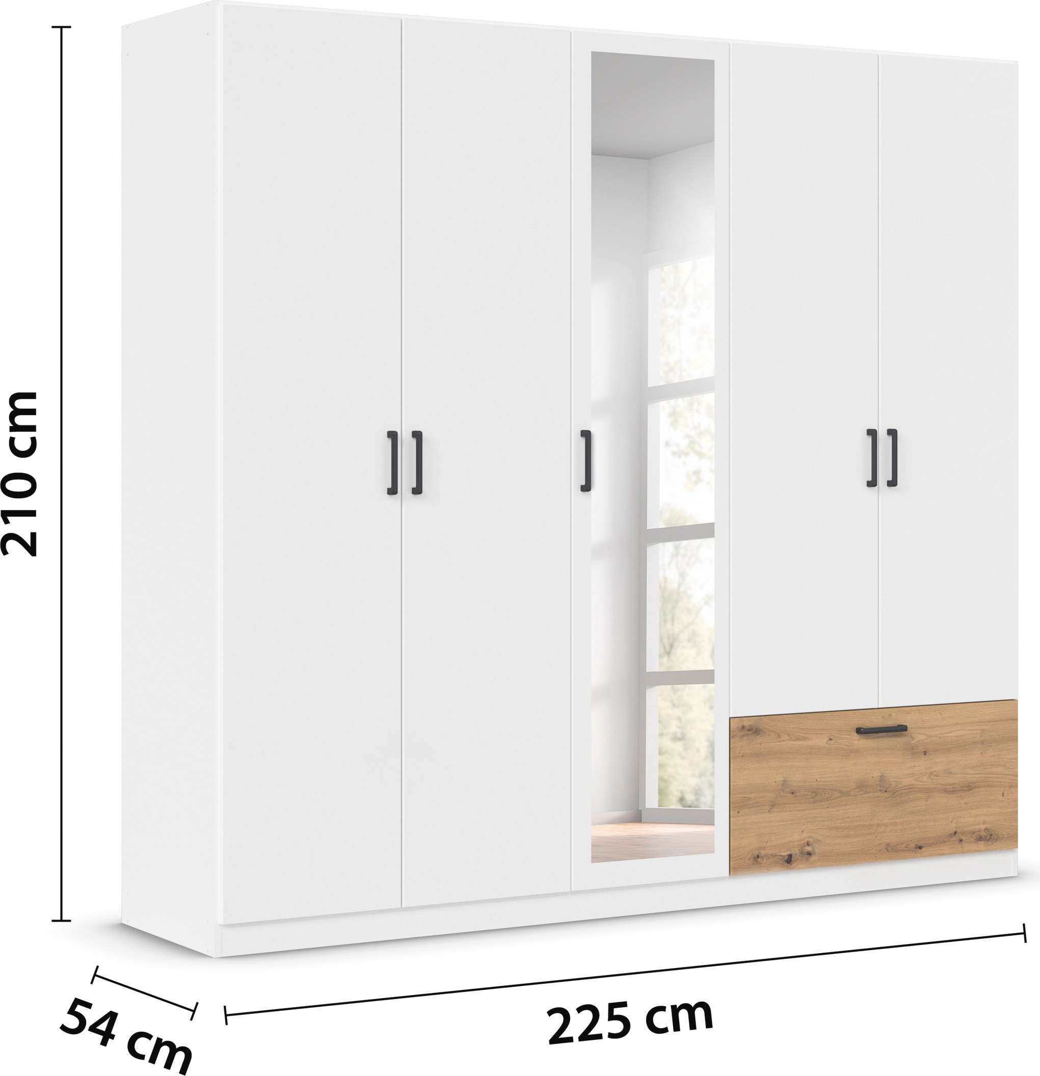 rauch Drehtürenschrank »Kleiderschrank Schrank Garderobe Wäscheschrank BARI mit Spiegel«, mit Schubasten außen, moderner Griff in Graumetallic MADE IN GERMANY