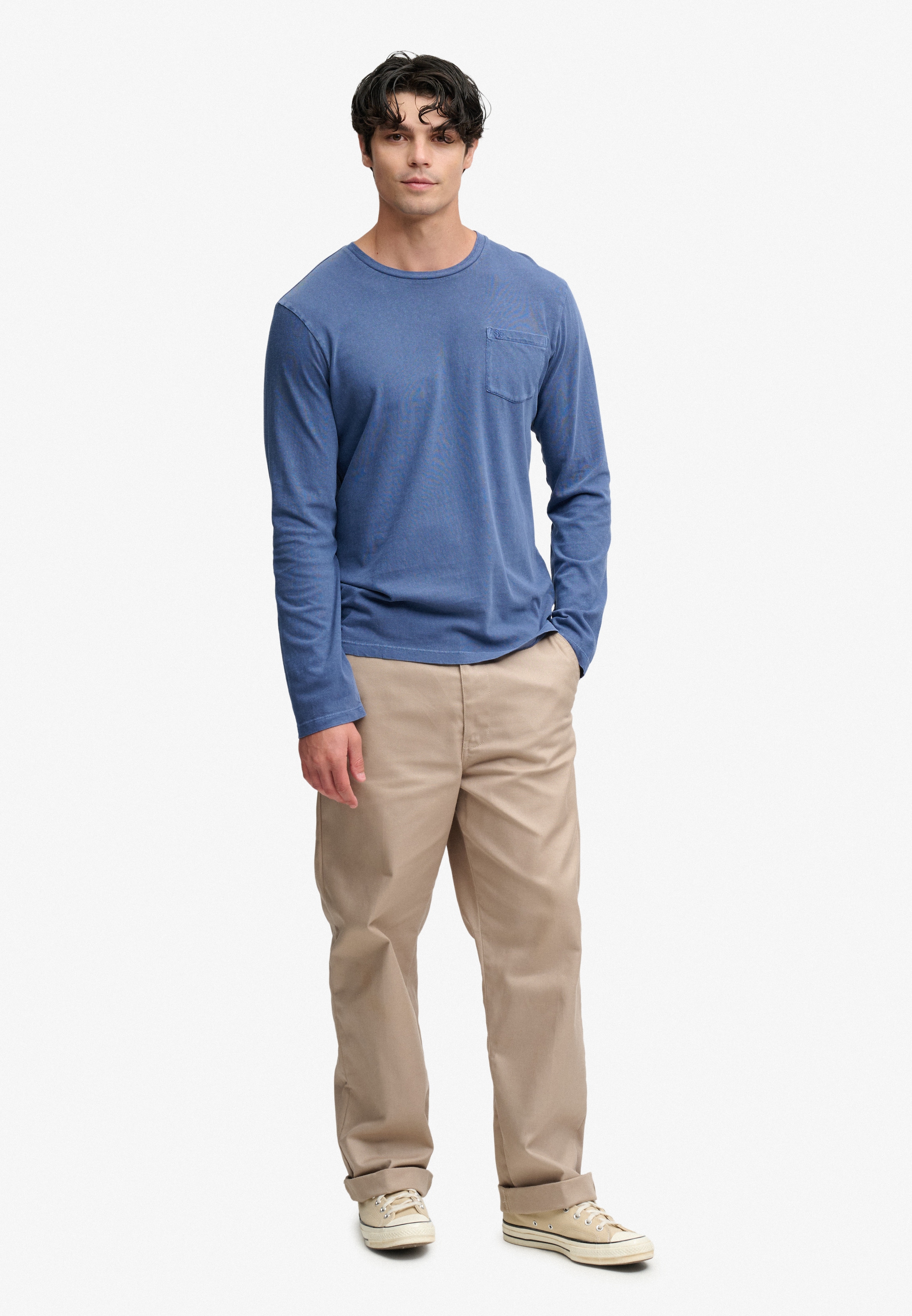 Superdry Langarmshirt »COTTON LINEN L/S POCKET TOP« aus Baumwolle und Leinen, Relaxed Fit, mit Rundhalsausschnitt
