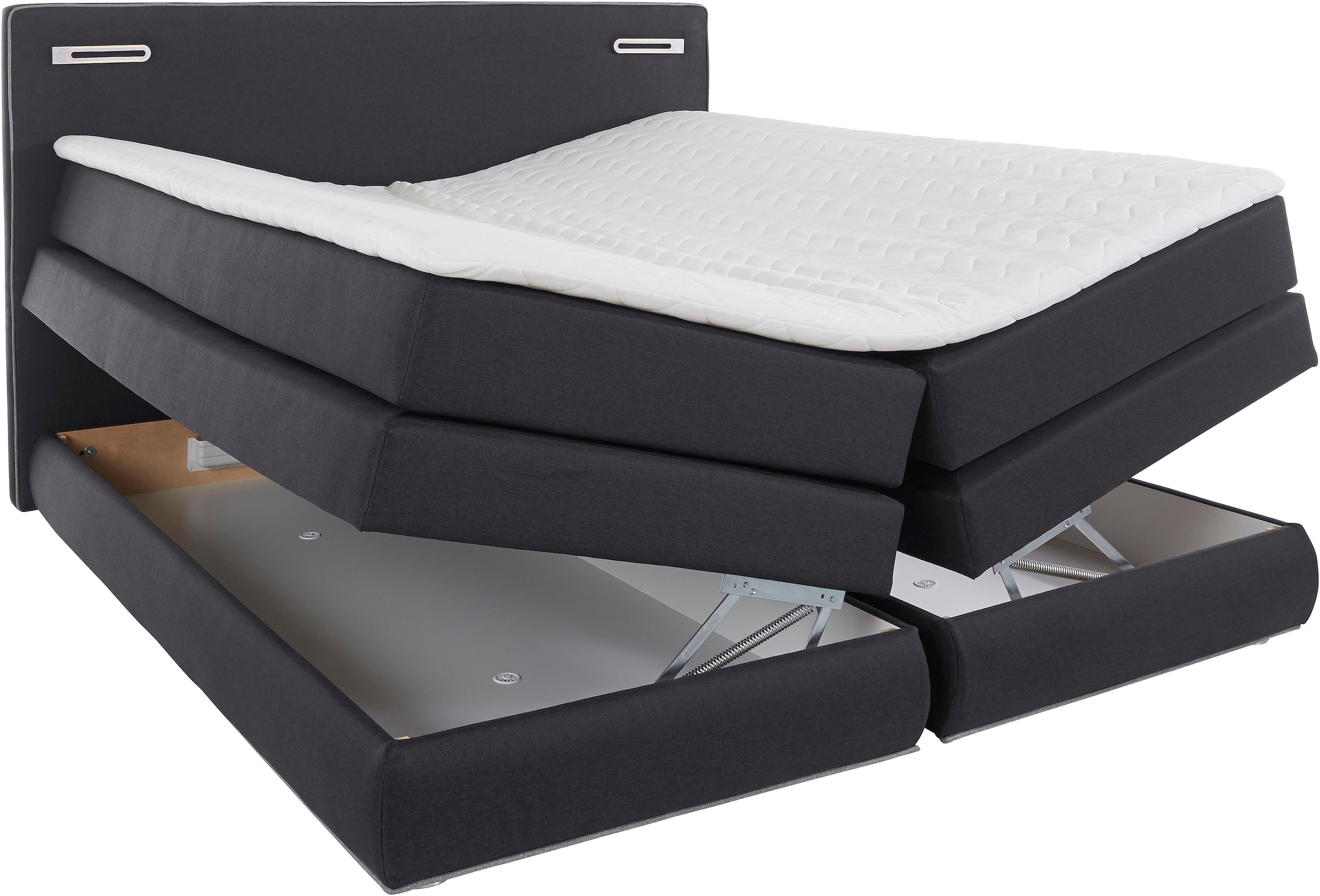 COLLECTION AB Boxspringbett »Ninoni mit Kaltschaummatratze«, inkl. Bettkasten, Topper und wahlweise mit LED-Beleuchtung