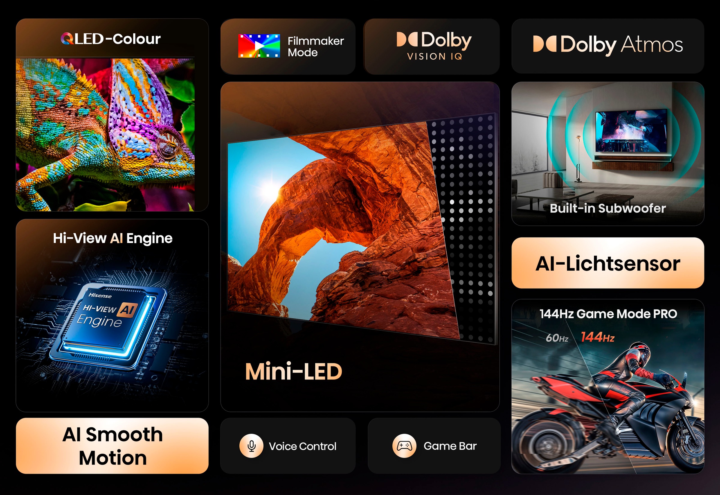 Hisense QLED Mini LED-Fernseher »85U7Q«, 4K Ultra HD, Smart-TV, 4K UHD Mini LED