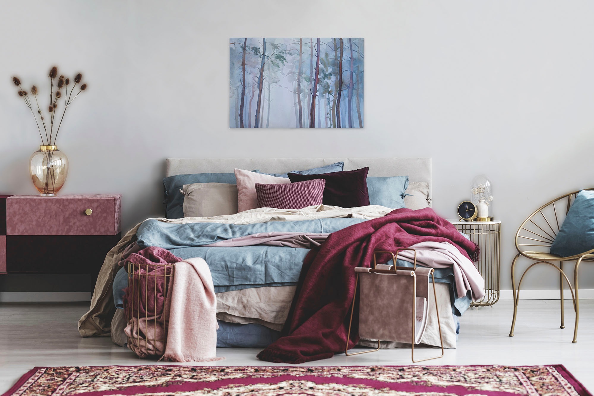A.S. Création Leinwandbild »Aquarelle Forest«, Kunst-Wald-Kinder, (1 St.), Aquarell Bild Keilrahmen Wald Leinwand-Bild Wohnzimmer modern Wandbild