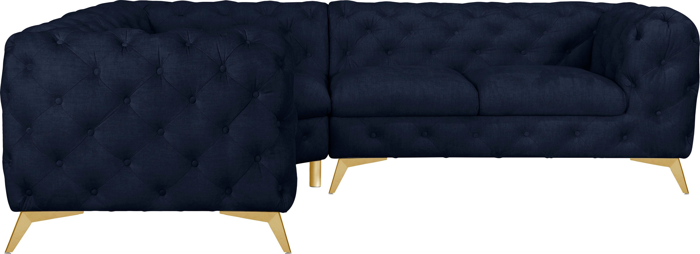 Leonique Chesterfield-Sofa »Ecksofa GLYNIS L-Form mit Wellenunterfederung, günstig online kaufen
