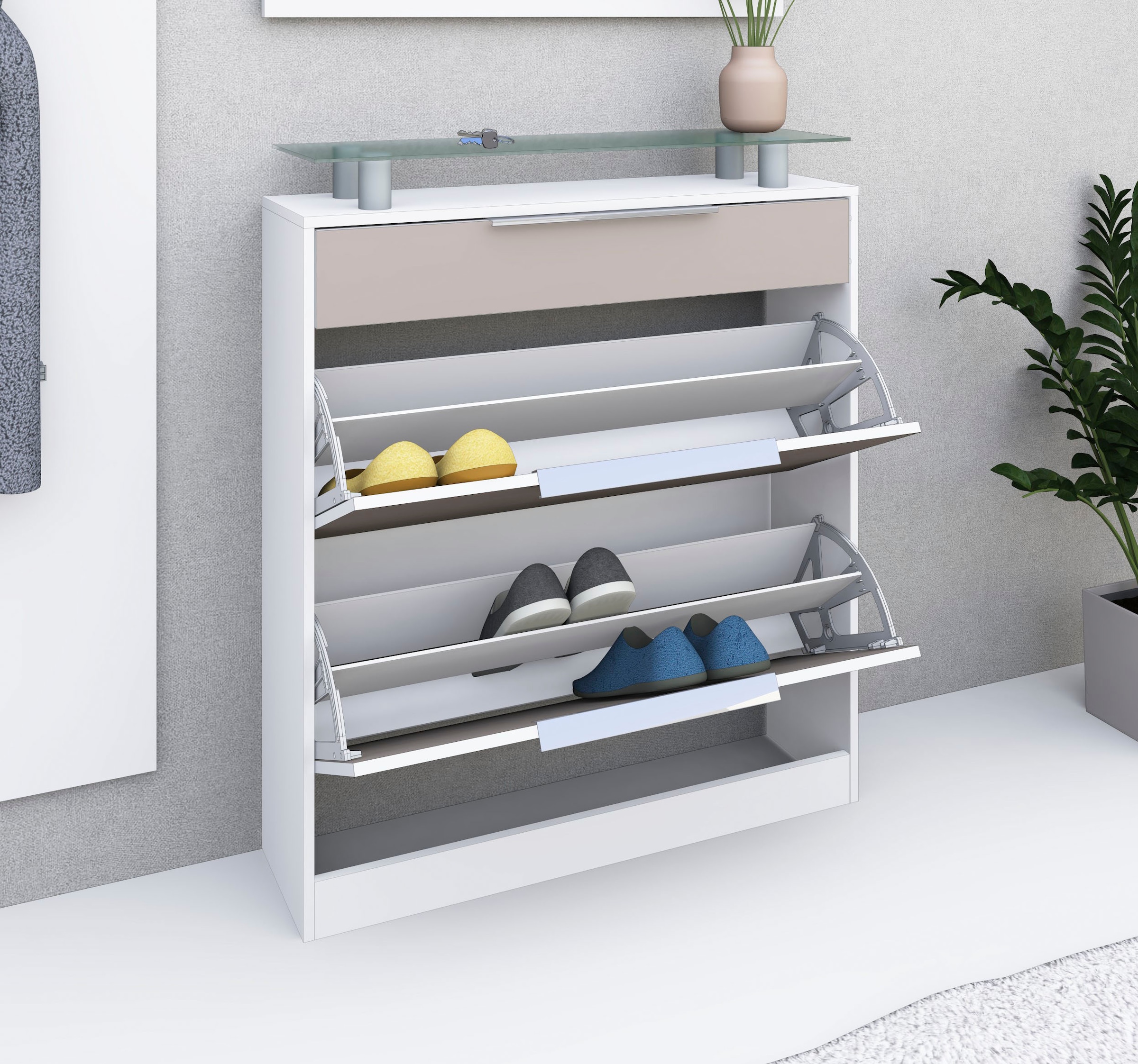 borchardt Möbel Schuhschrank »Oliva« Breite 89 cm, stehend, mit 2 Doppeltrommeln und 1 Schubkasten