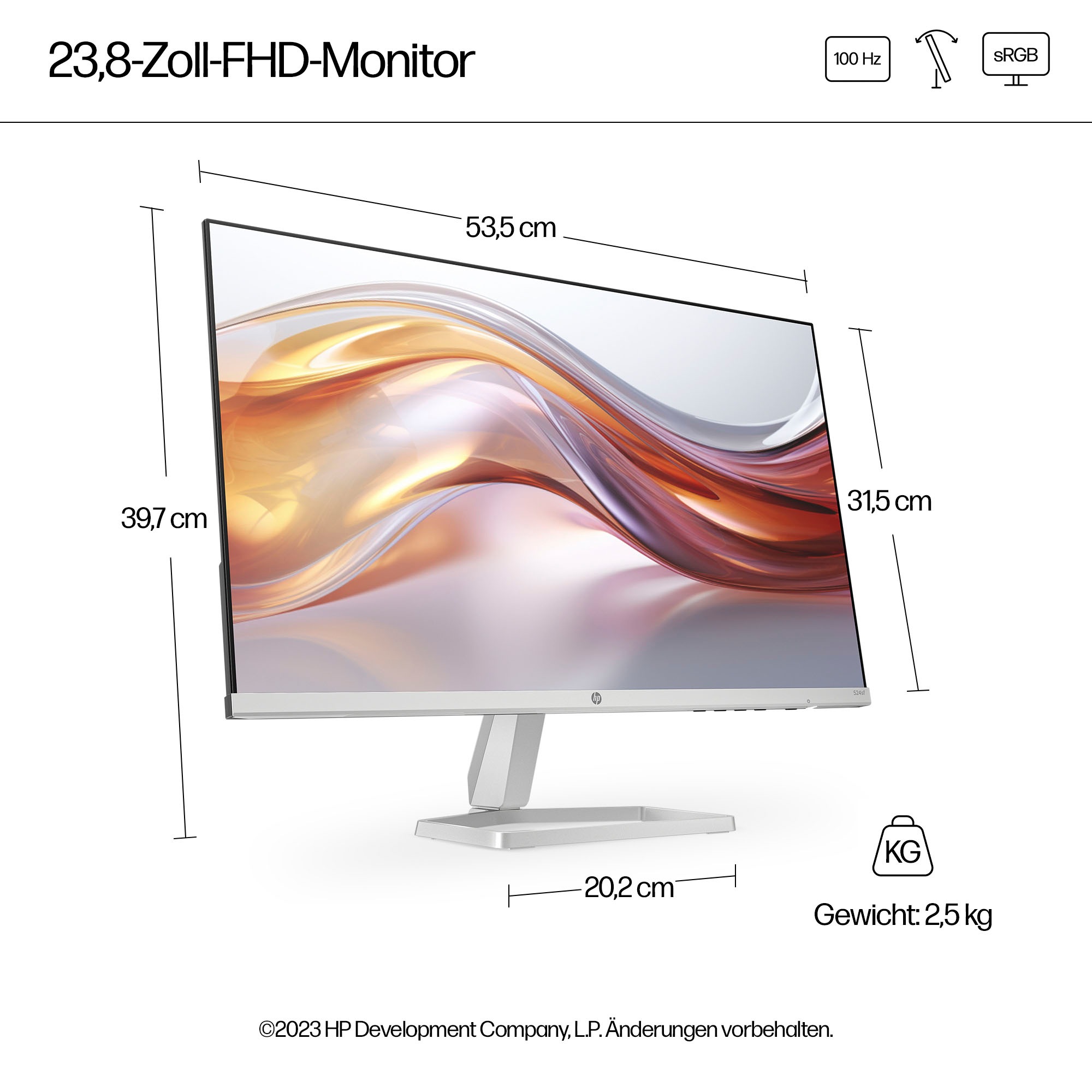 HP LED-Monitor »524sf (HSD-0172-K)«, 61 cm/24 Zoll, 1920 x 1080 px, Full HD, 5 ms Reaktionszeit, 100 Hz