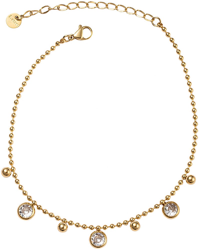 Firetti Fußkette mit Anhänger »Schmuck Geschenk Körperschmuck Kreise Kugeln«, mit Zirkonia (synth.)
