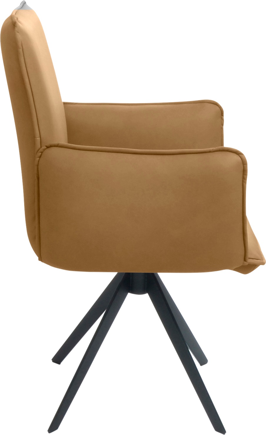 K+W Komfort & Wohnen Drehstuhl, Leder, Blitzdrehkreuz und Rückholfunktion, dekorativer 12mm Biese