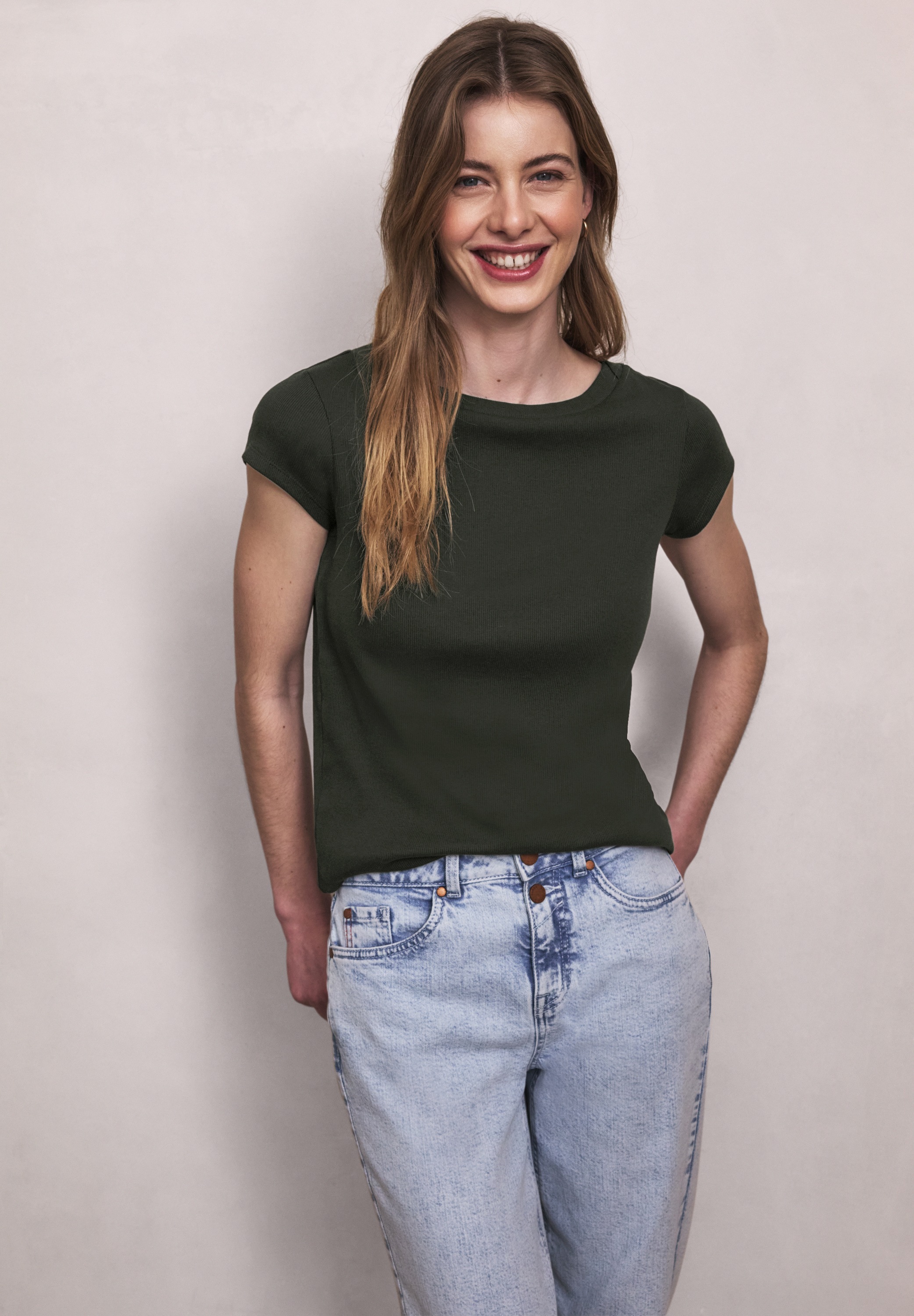 STREET ONE STUDIO T-Shirt aus Baumwolle mit Stretchante